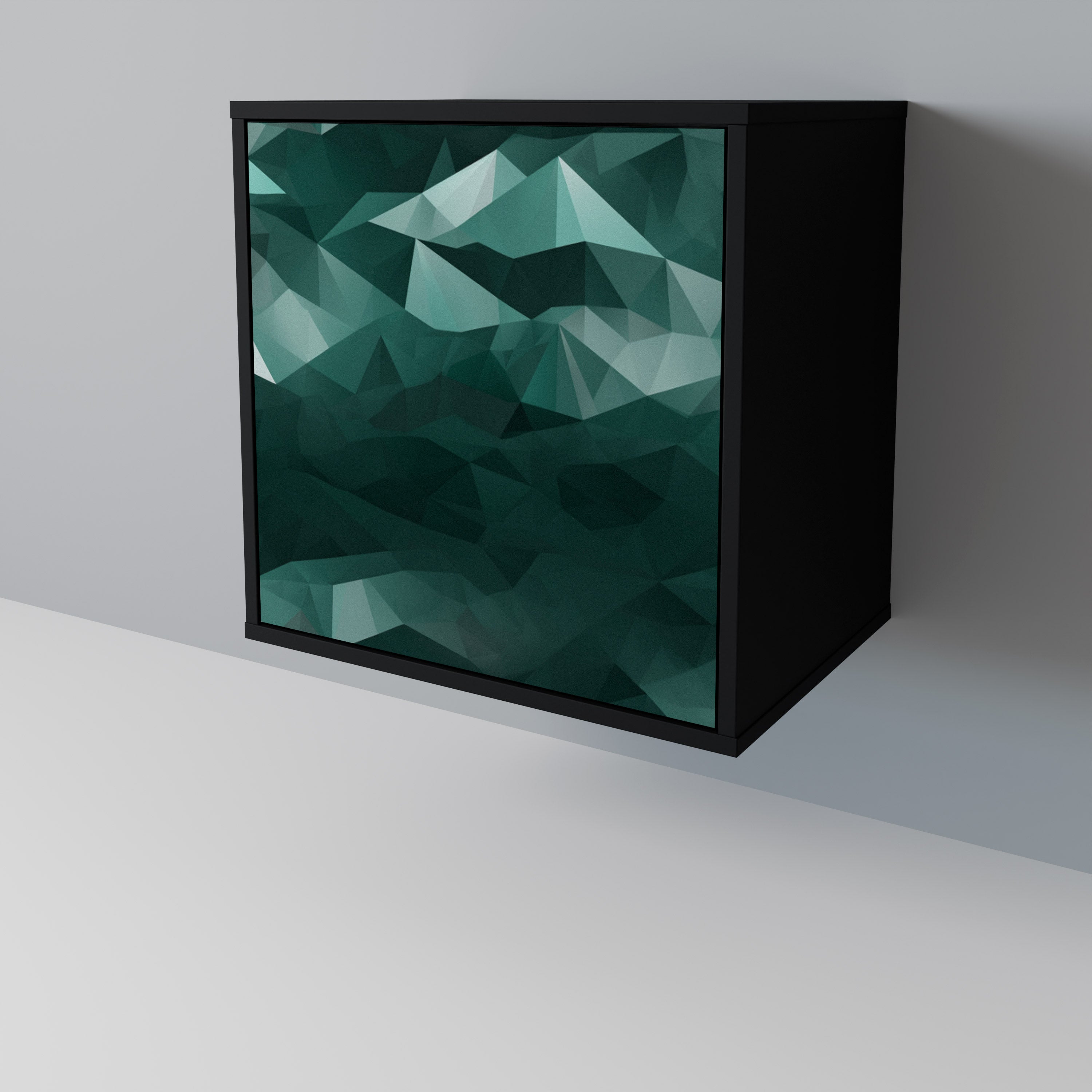 POLYGONAL FLOATING Sideboard mit 1 Tür in Schwarz