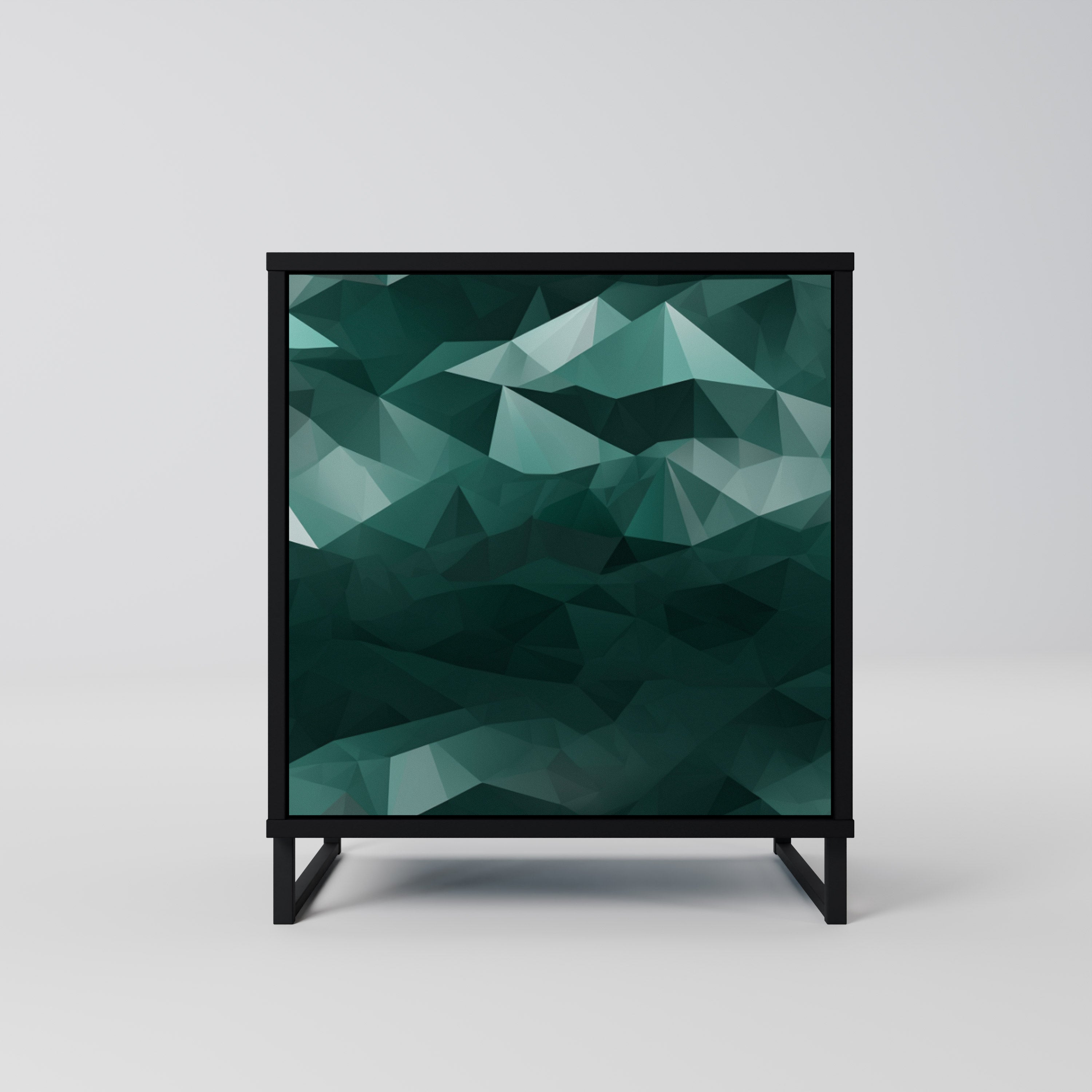 POLYGONAL FLOATING Sideboard mit 1 Tür in Schwarz