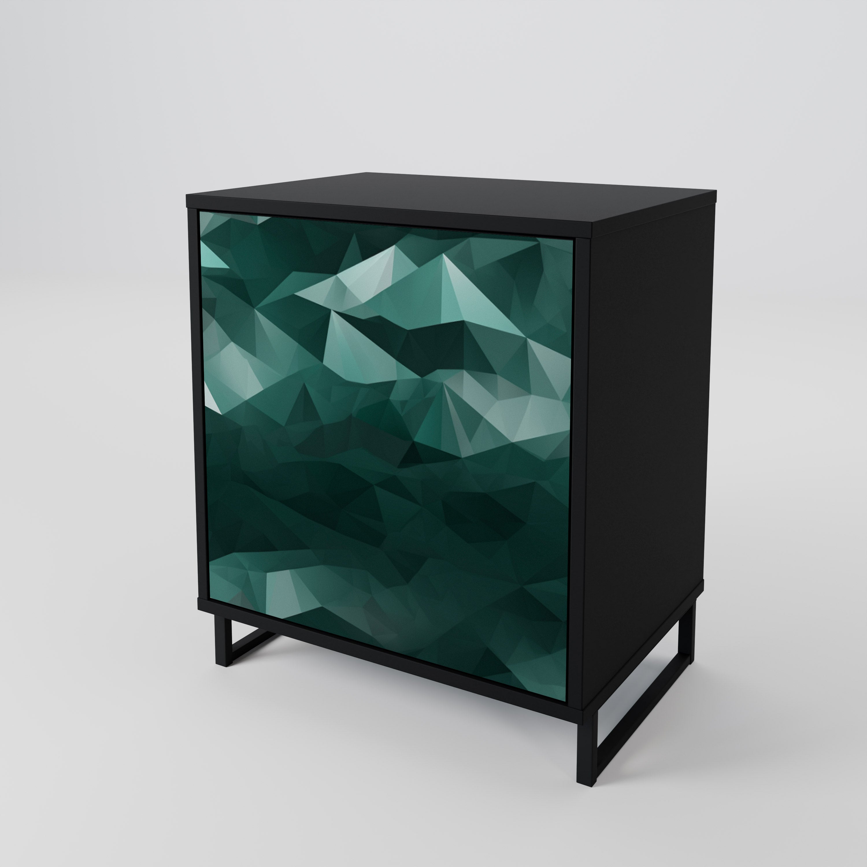 POLYGONAL FLOATING Sideboard mit 1 Tür in Schwarz