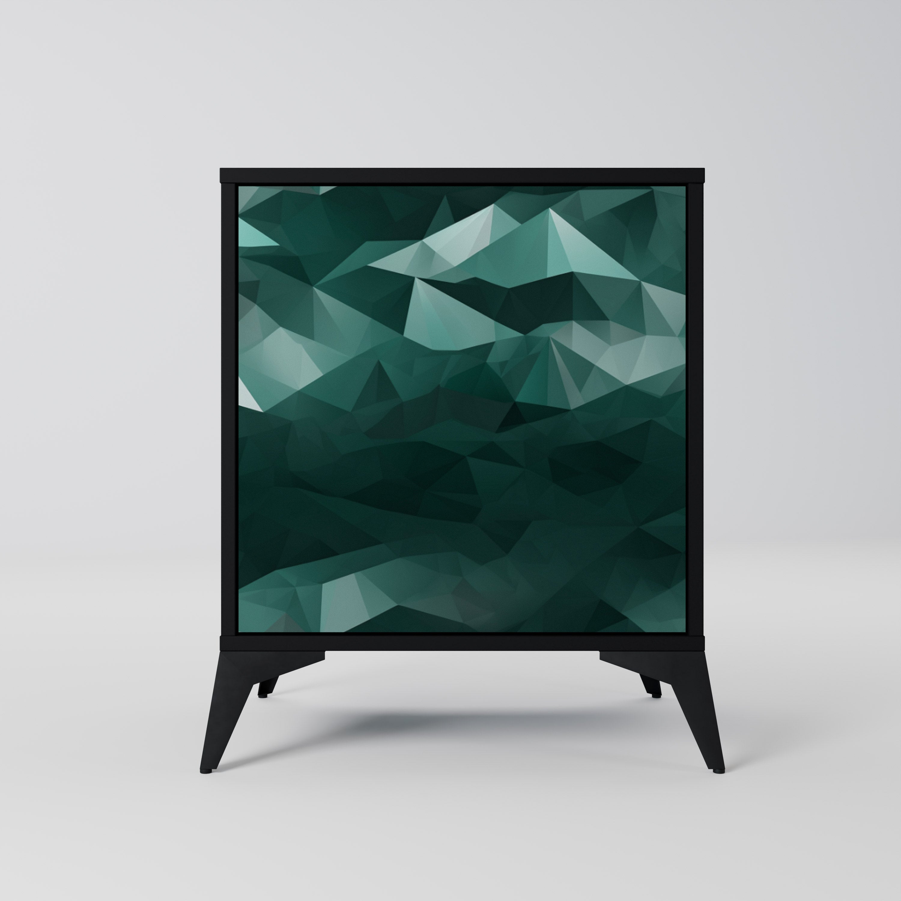 POLYGONAL FLOATING Sideboard mit 1 Tür in Schwarz