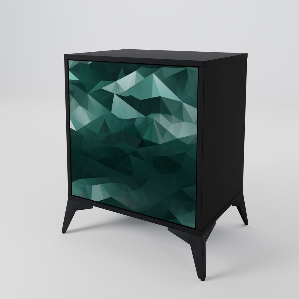 POLYGONAL FLOATING Sideboard mit 1 Tür in Schwarz