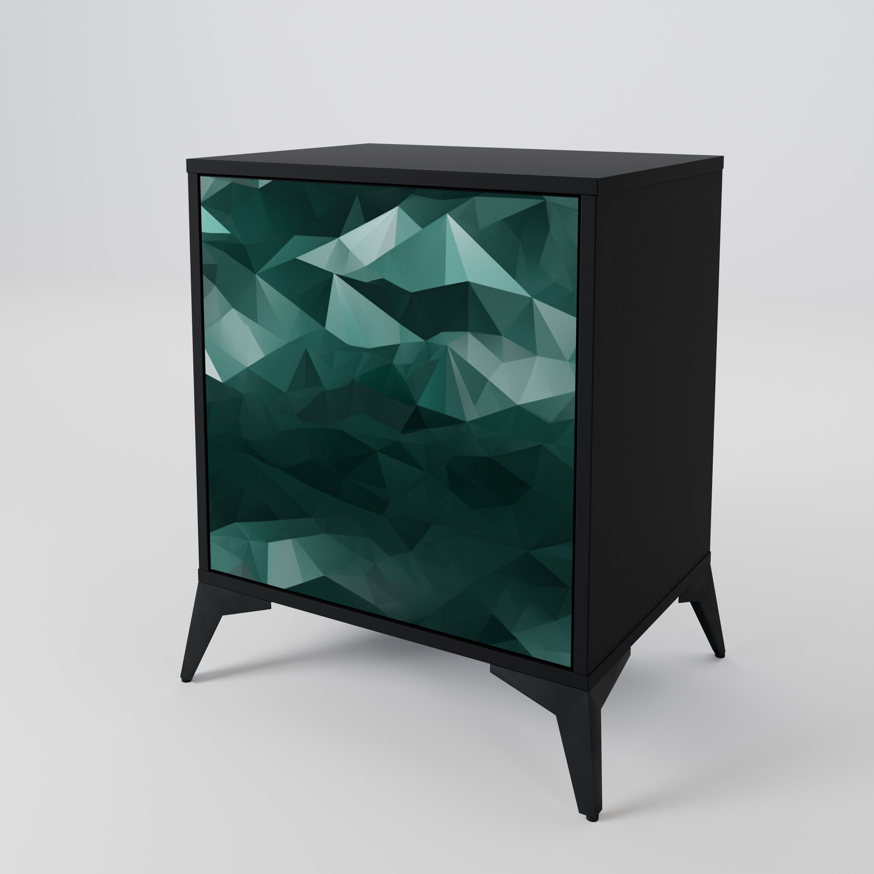 POLYGONAL FLOATING Sideboard mit 1 Tür in Schwarz