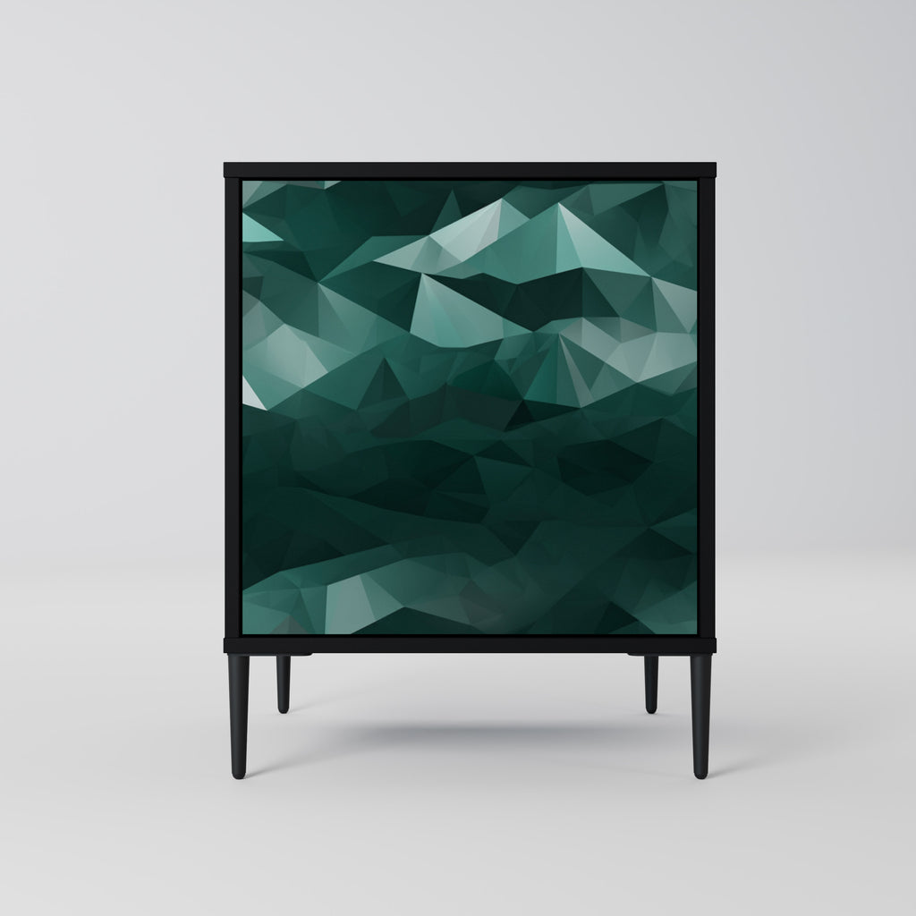 POLYGONAL FLOATING Sideboard mit 1 Tür in Schwarz