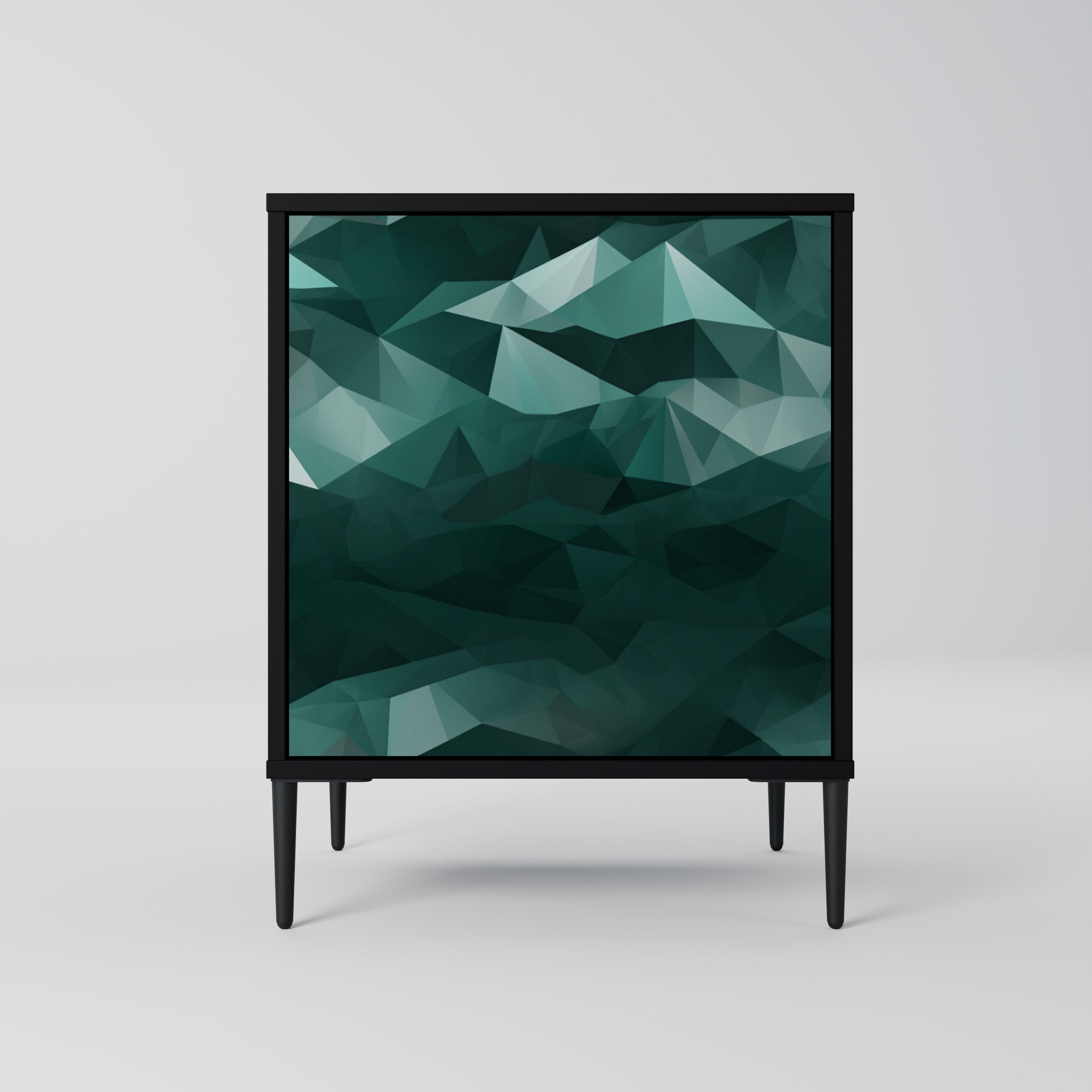 POLYGONAL FLOATING Sideboard mit 1 Tür in Schwarz