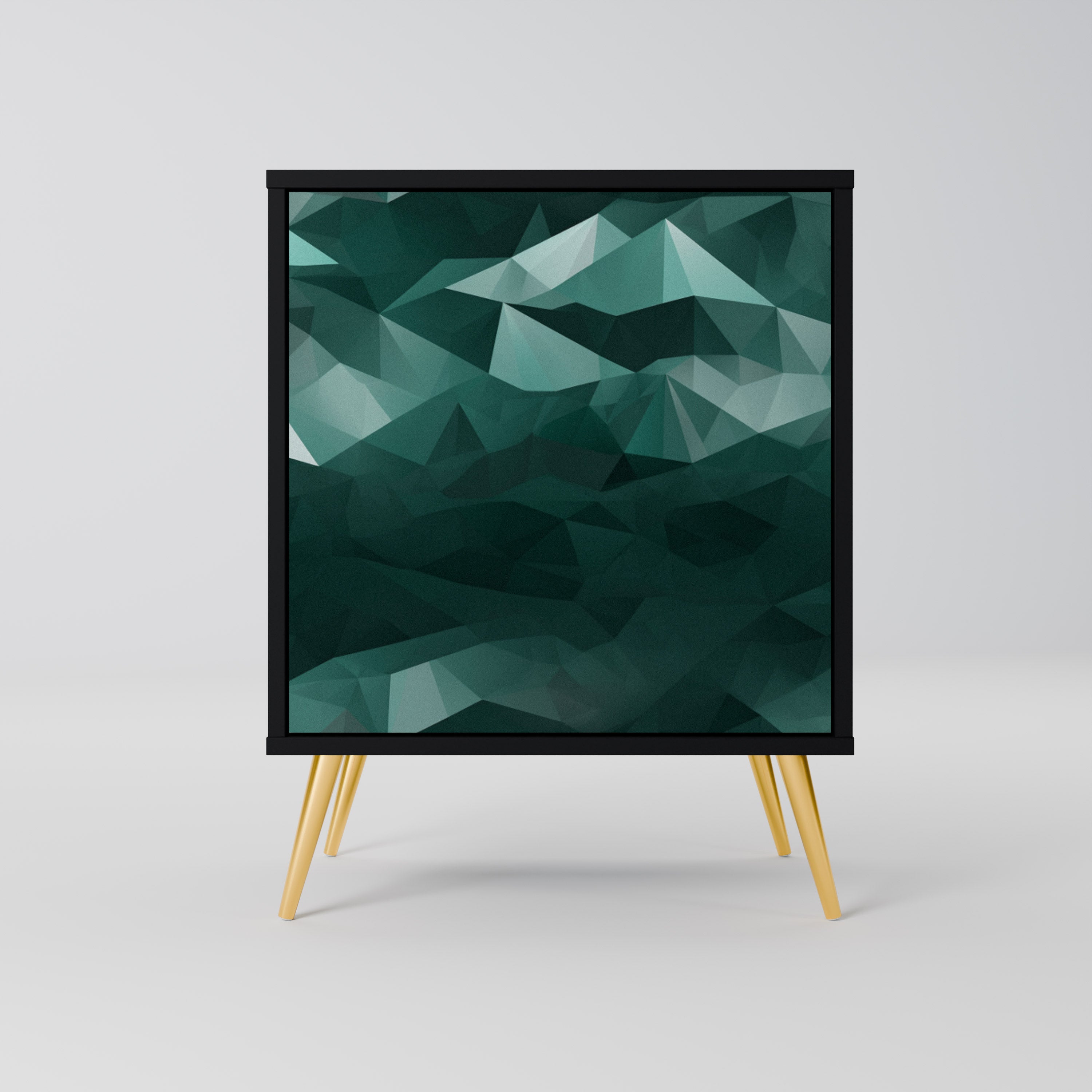 POLYGONAL FLOATING Sideboard mit 1 Tür in Schwarz