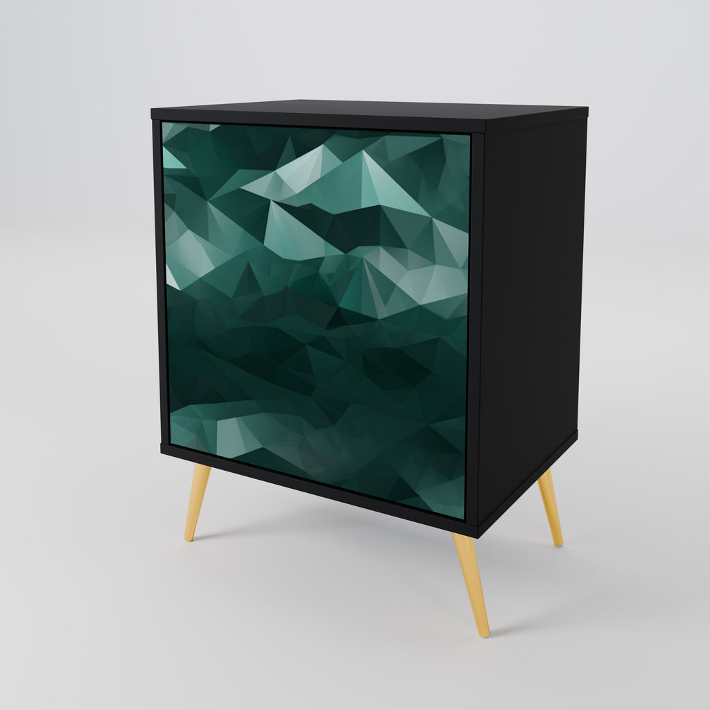 POLYGONAL FLOATING Sideboard mit 1 Tür in Schwarz
