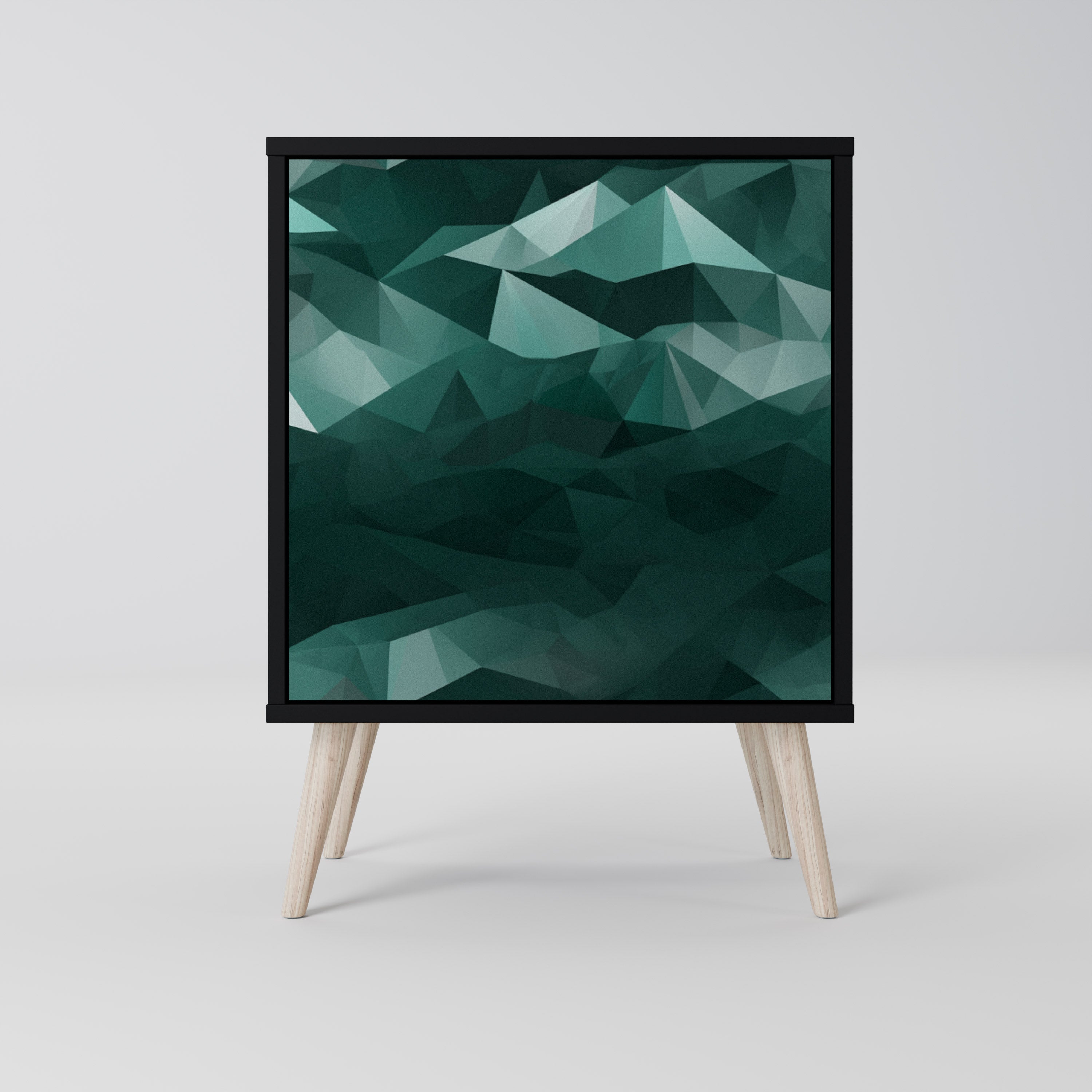 POLYGONAL FLOATING Sideboard mit 1 Tür in Schwarz
