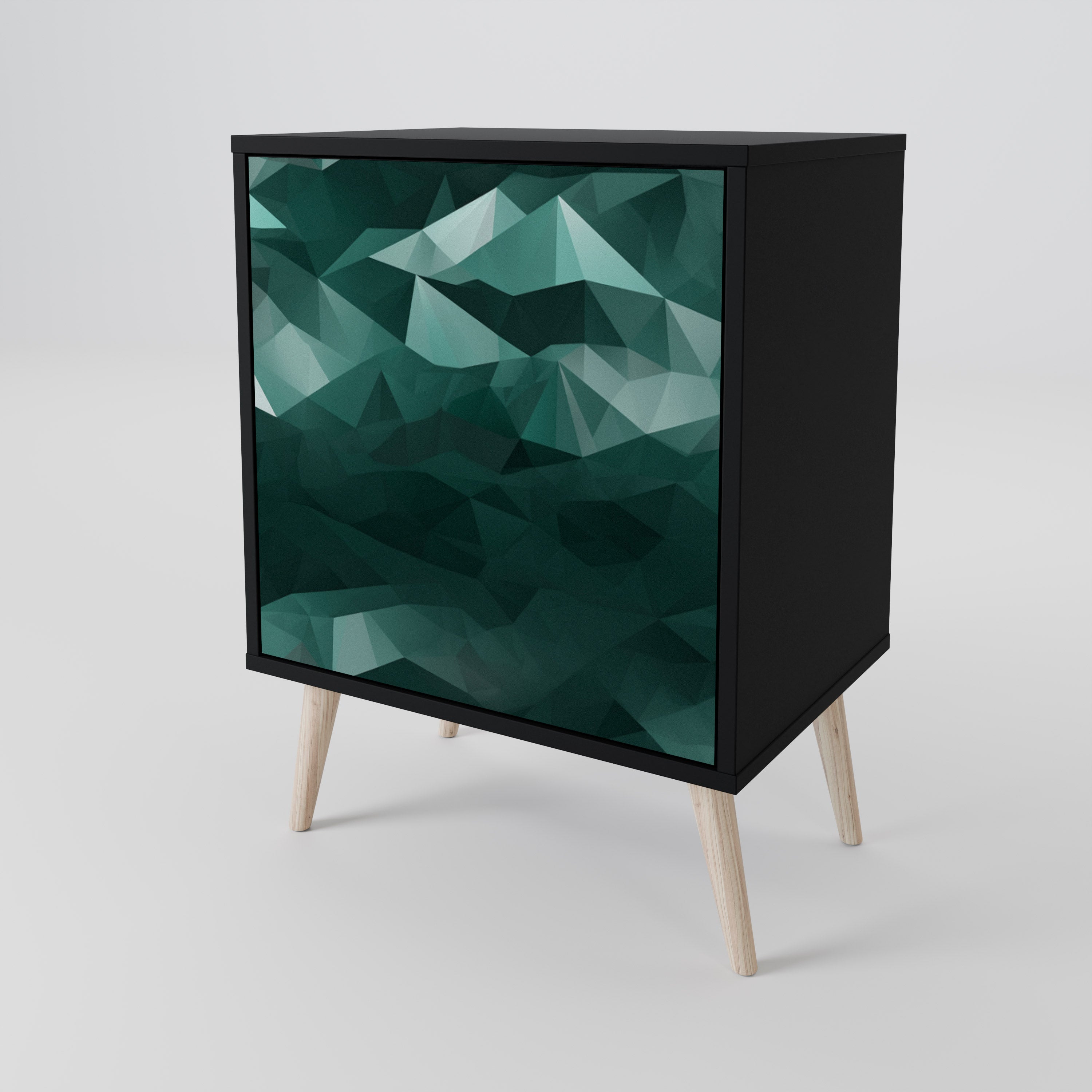 POLYGONAL FLOATING Sideboard mit 1 Tür in Schwarz
