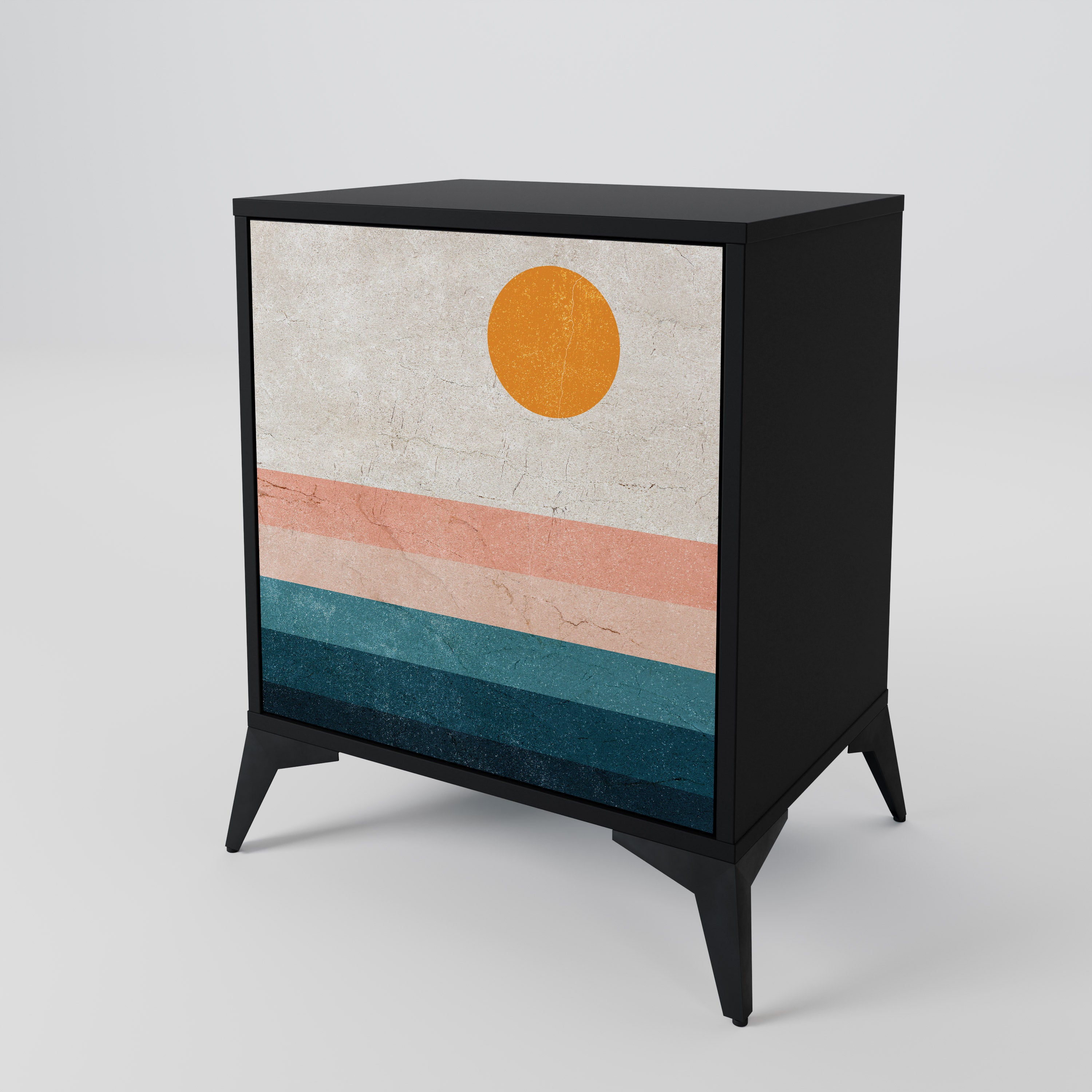 TWO HALVES Sideboard mit 1 Tür in Schwarz