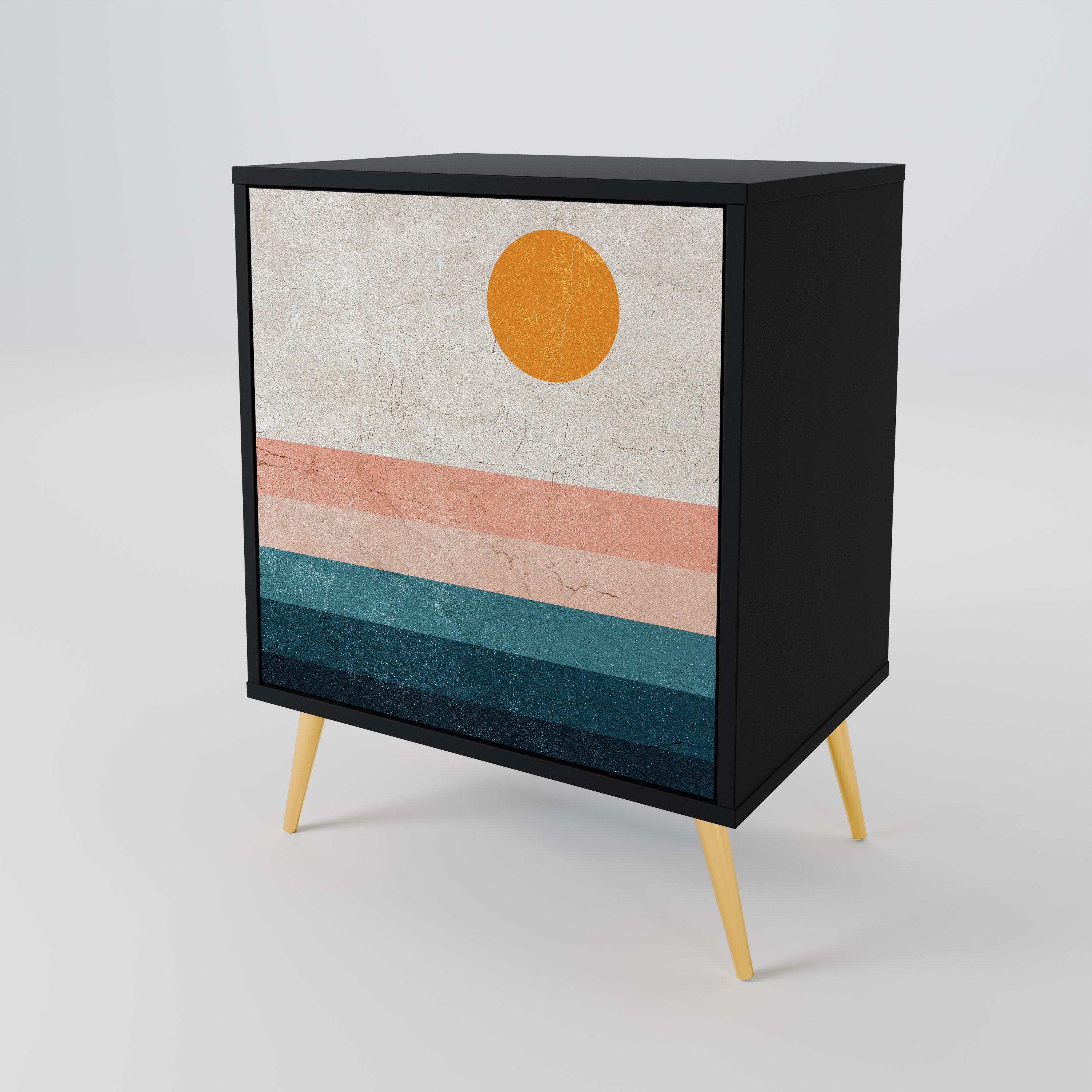 TWO HALVES Sideboard mit 1 Tür in Schwarz