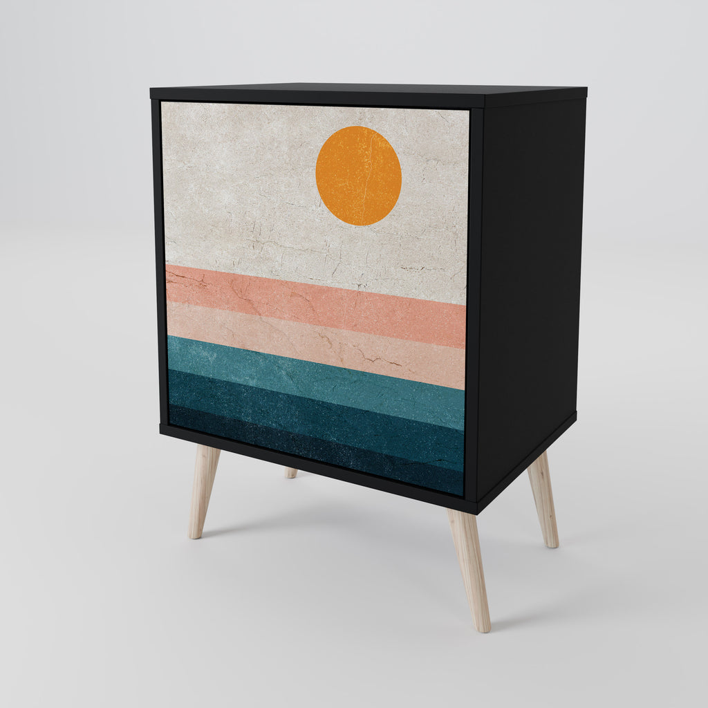 TWO HALVES Sideboard mit 1 Tür in Schwarz