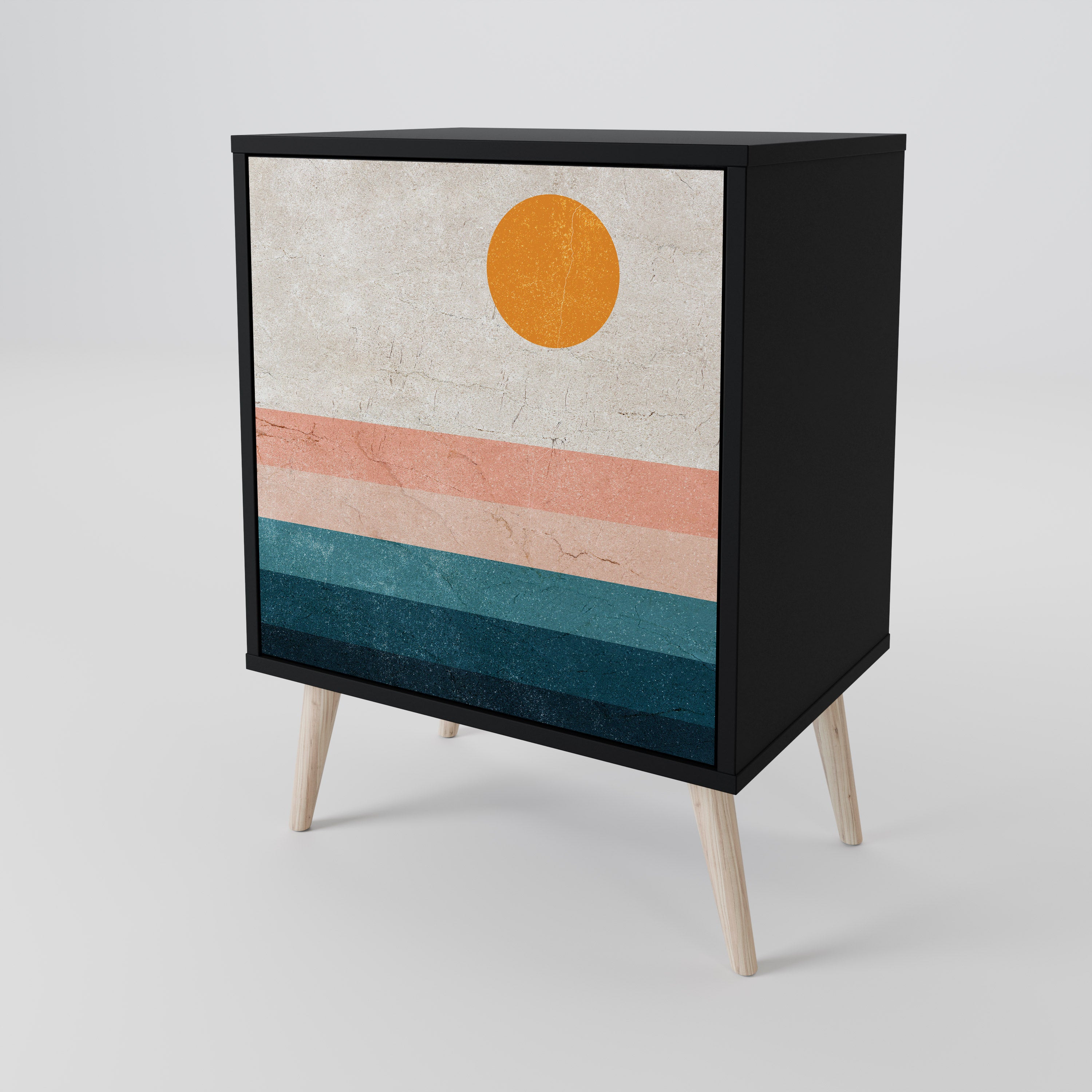 TWO HALVES Sideboard mit 1 Tür in Schwarz