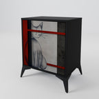 GRAY FIGURES 1-Door Sideboard in Black Finish