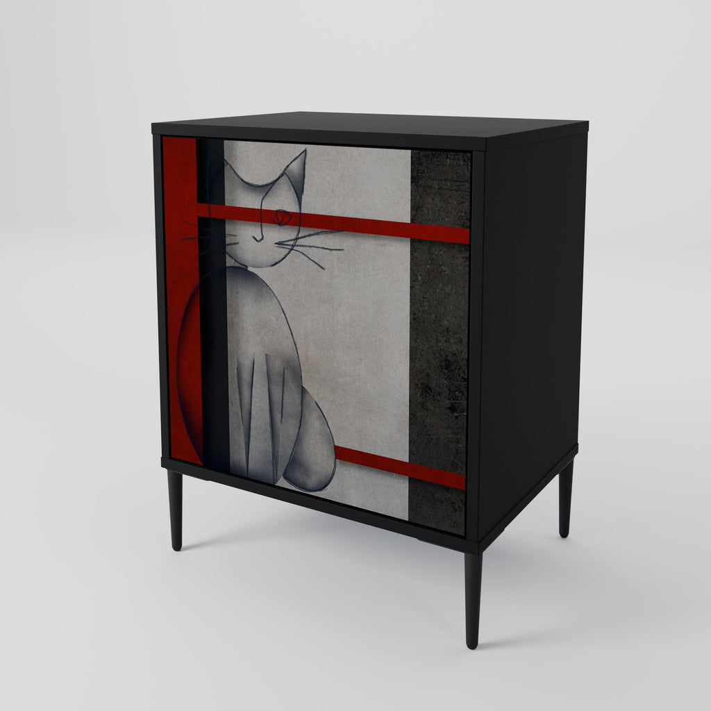 GRAY FIGURES 1-Door Sideboard in Black Finish