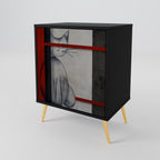 GRAY FIGURES 1-Door Sideboard in Black Finish