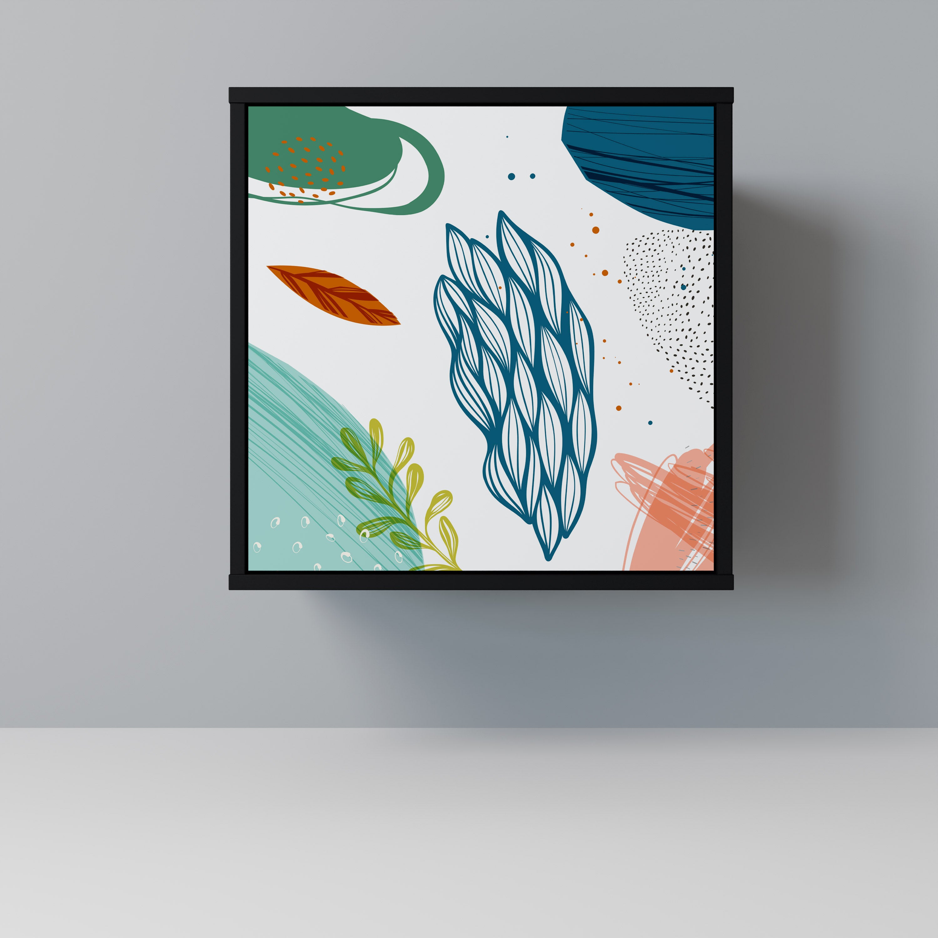 BOTANICAL HURRICANE 1-Door Sideboard in Black Finish