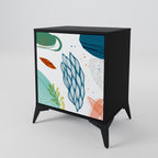 BOTANICAL HURRICANE 1-Door Sideboard in Black Finish