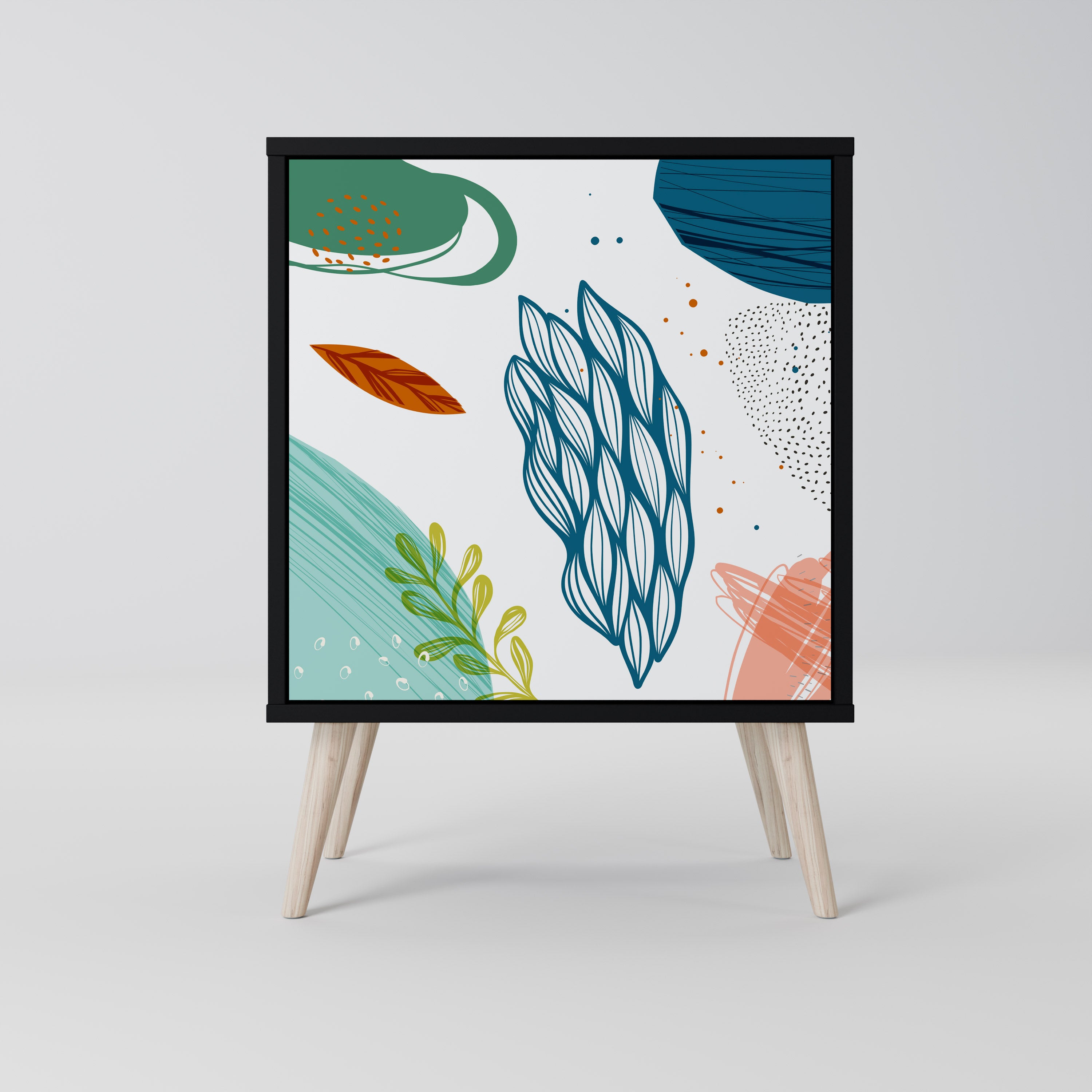 BOTANICAL HURRICANE 1-Door Sideboard in Black Finish