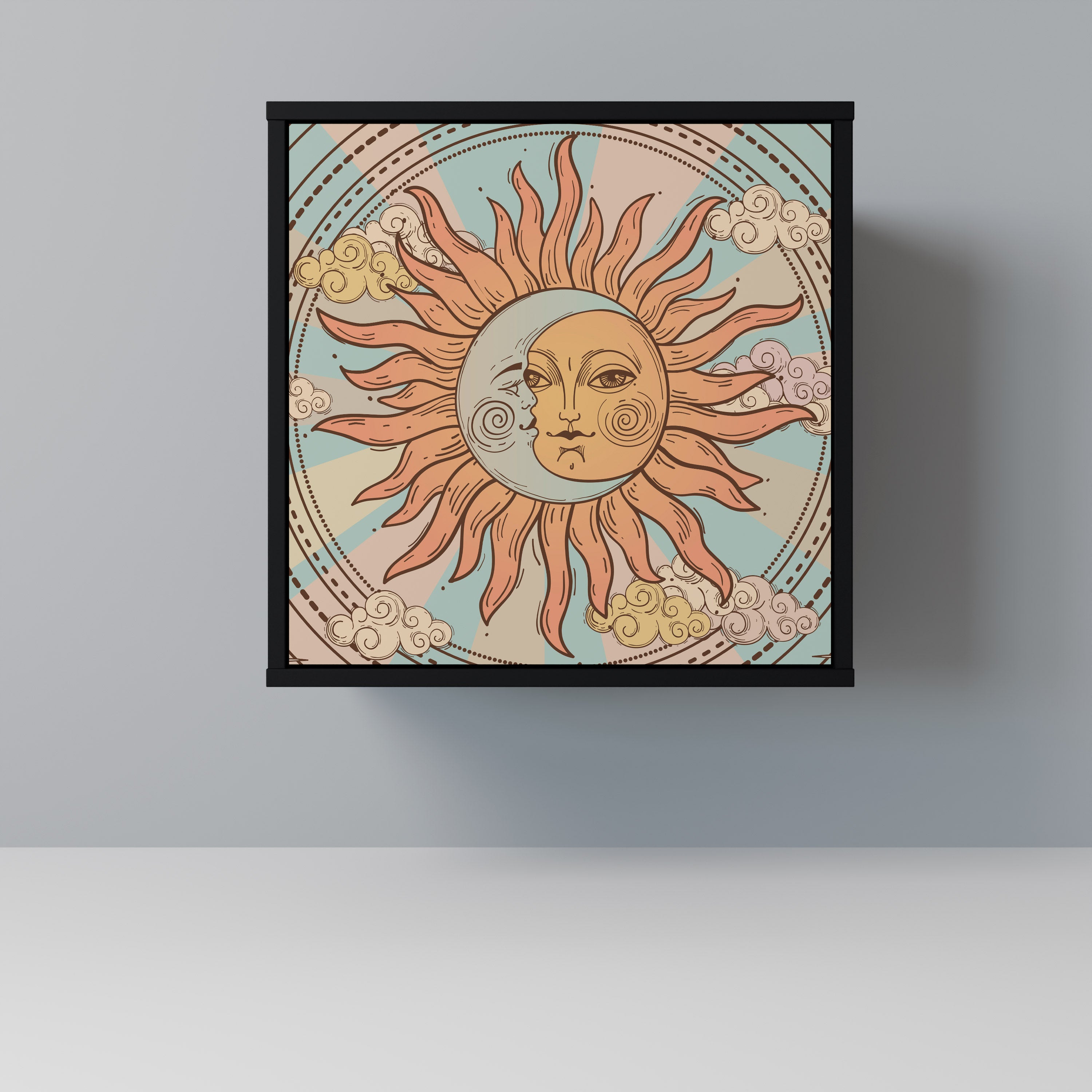 MYSTICAL STRUCTURE 1-Door Sideboard in Black Finish