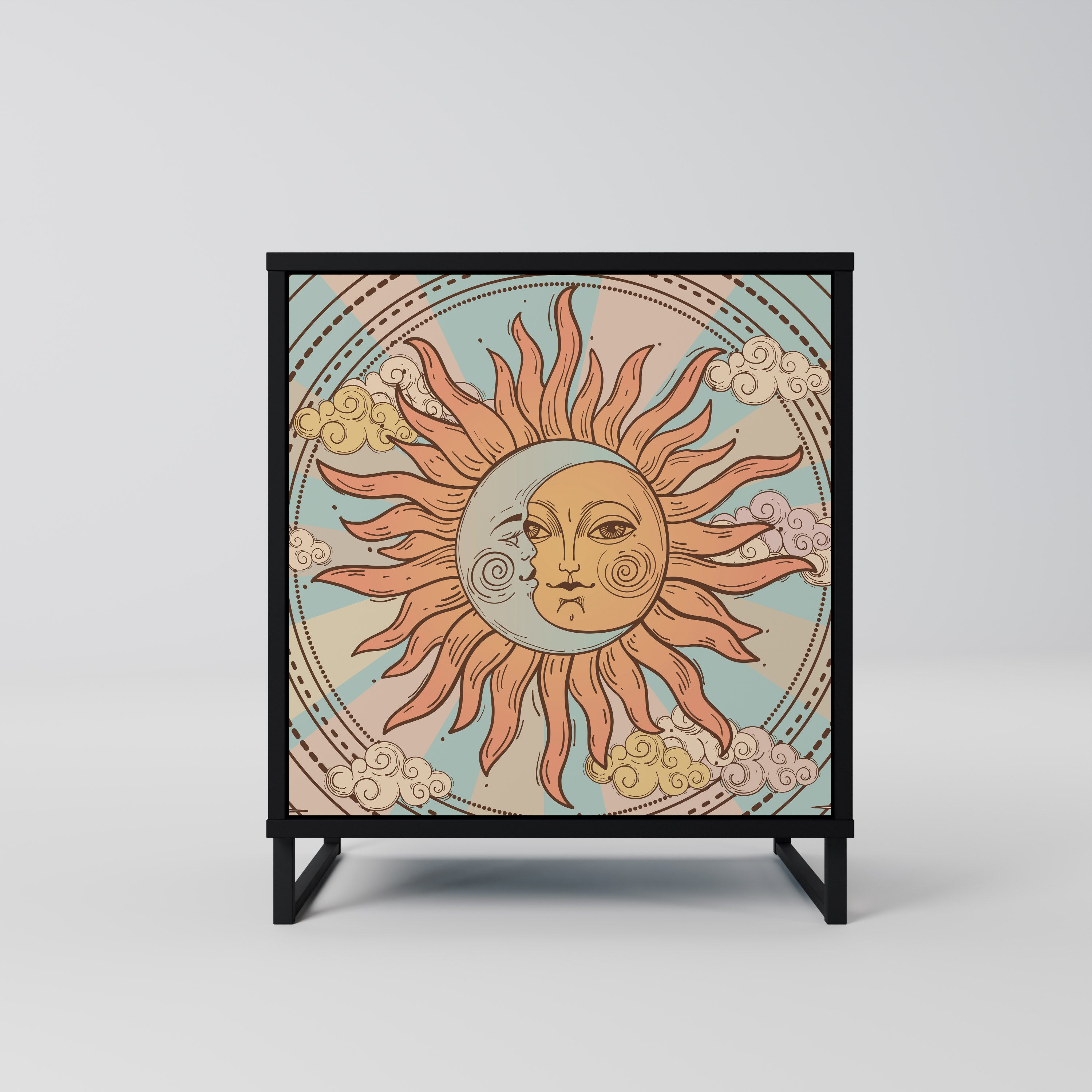 MYSTICAL STRUCTURE 1-Door Sideboard in Black Finish