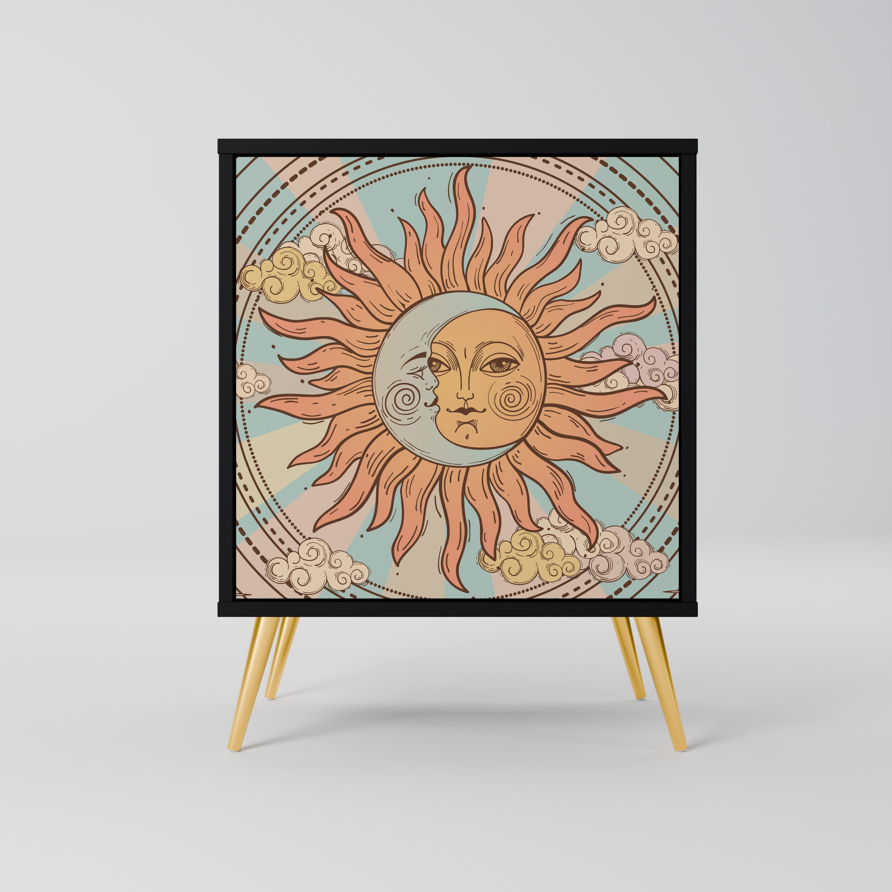 MYSTICAL STRUCTURE 1-Door Sideboard in Black Finish