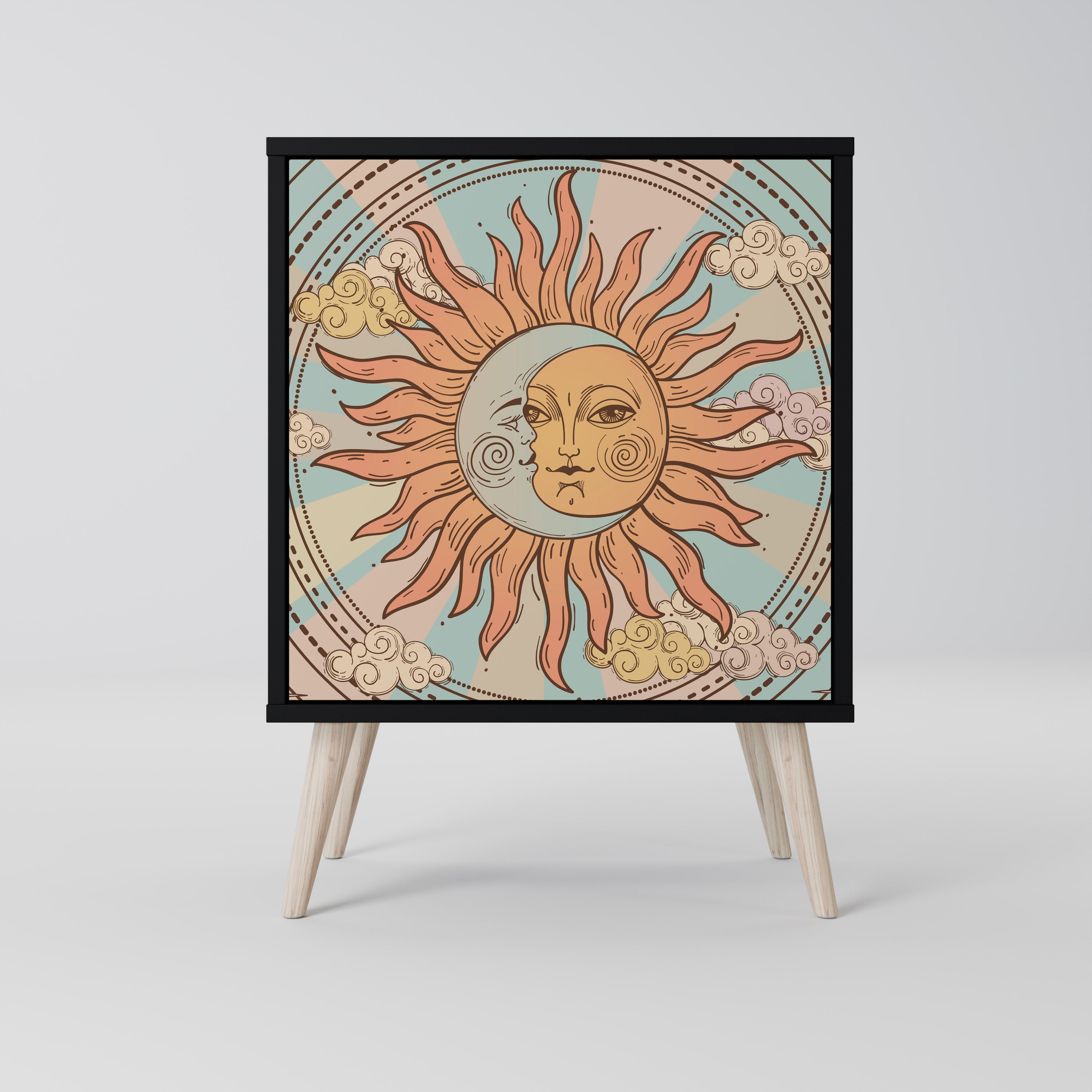 MYSTICAL STRUCTURE 1-Door Sideboard in Black Finish