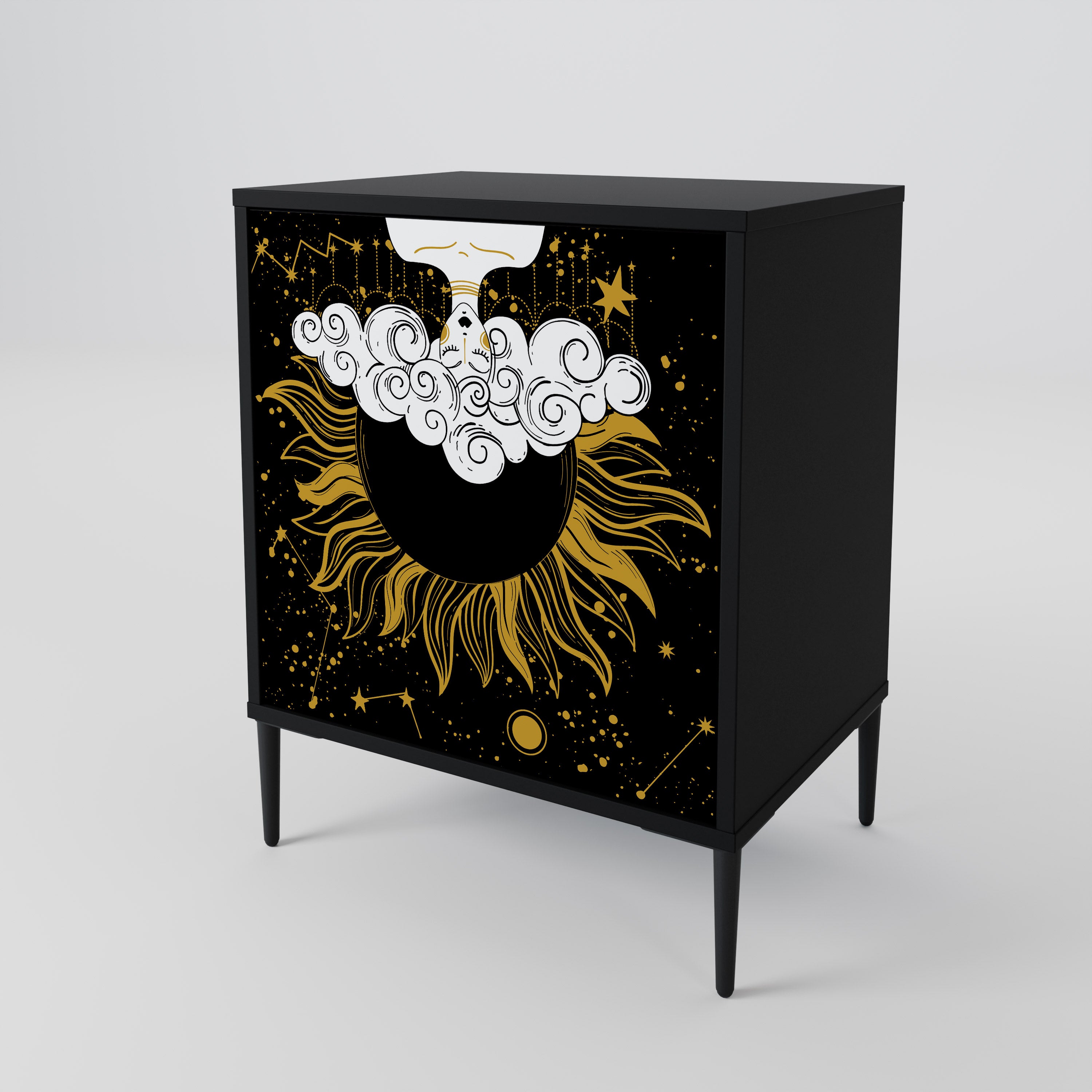 STELLAR CONSTELLATIONS 1-Door Sideboard in Black Finish