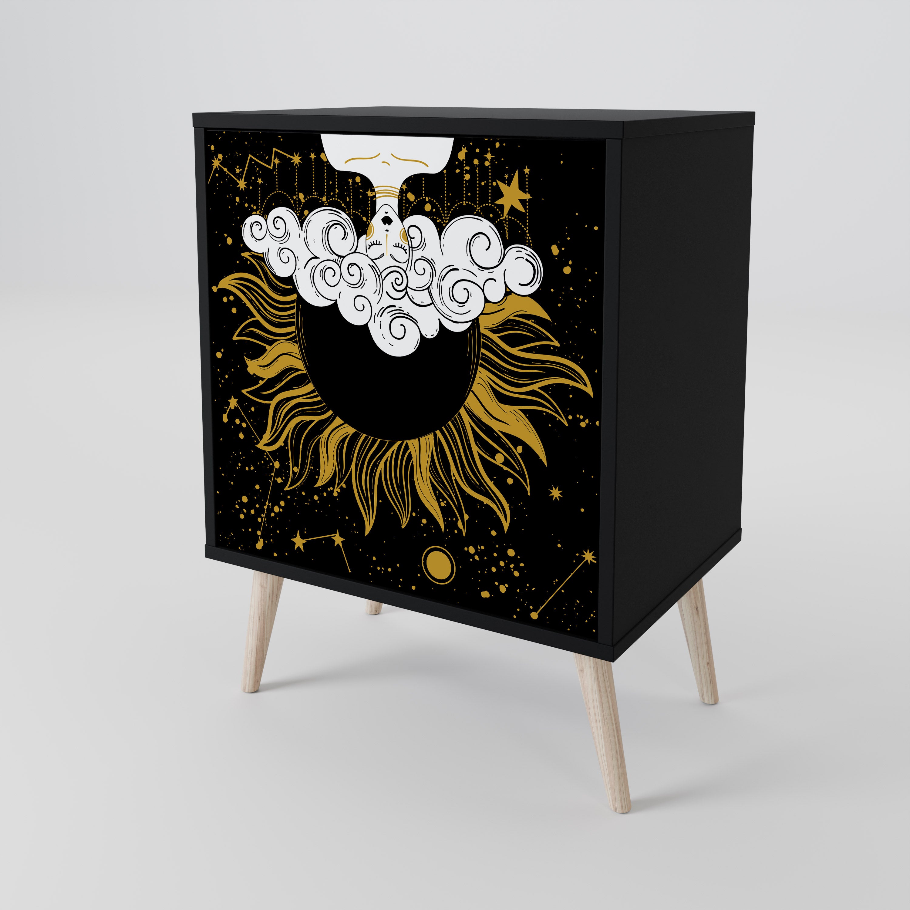 STELLAR CONSTELLATIONS 1-Door Sideboard in Black Finish