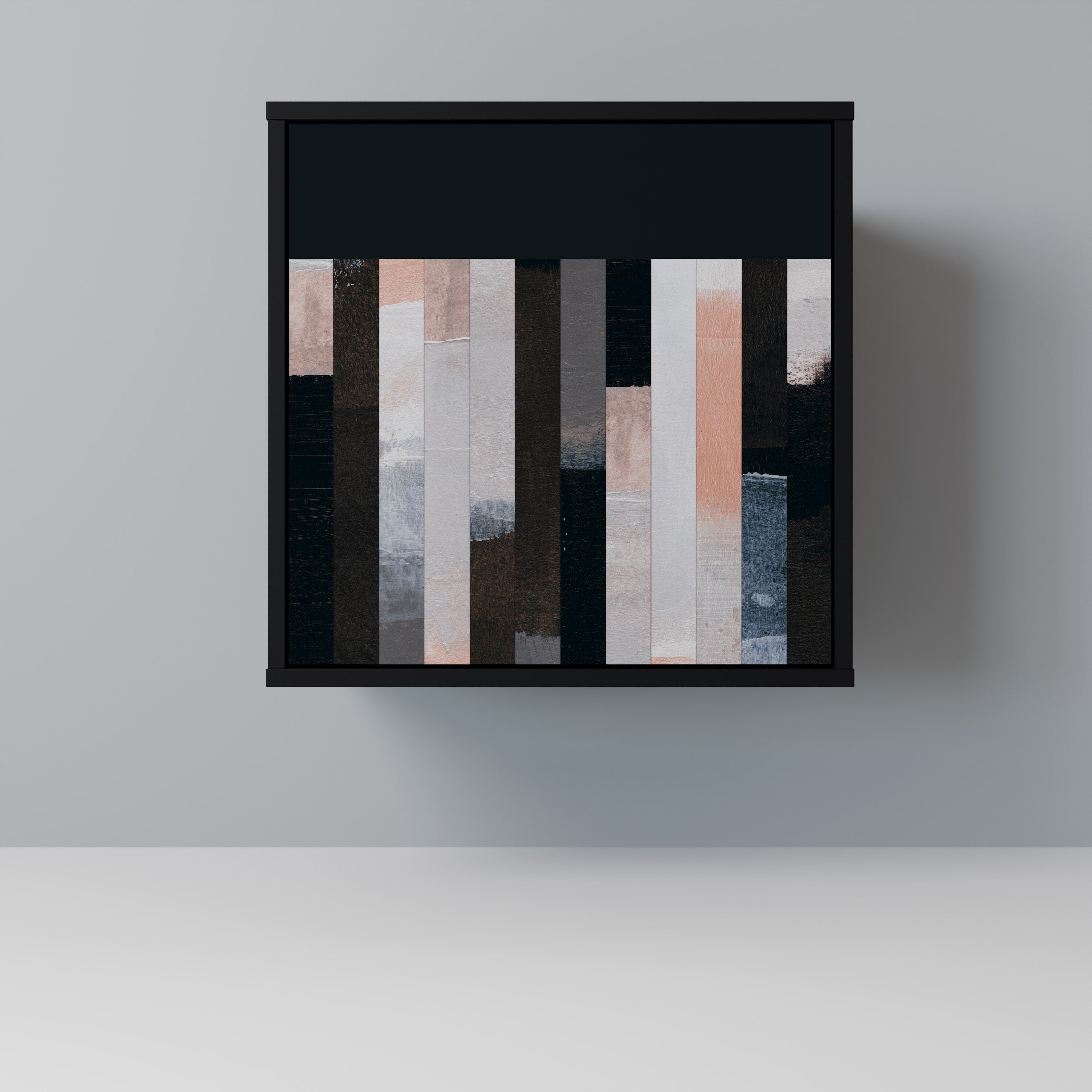 COLLAGE OF RECTANGLES 1-Door Sideboard in Black Finish