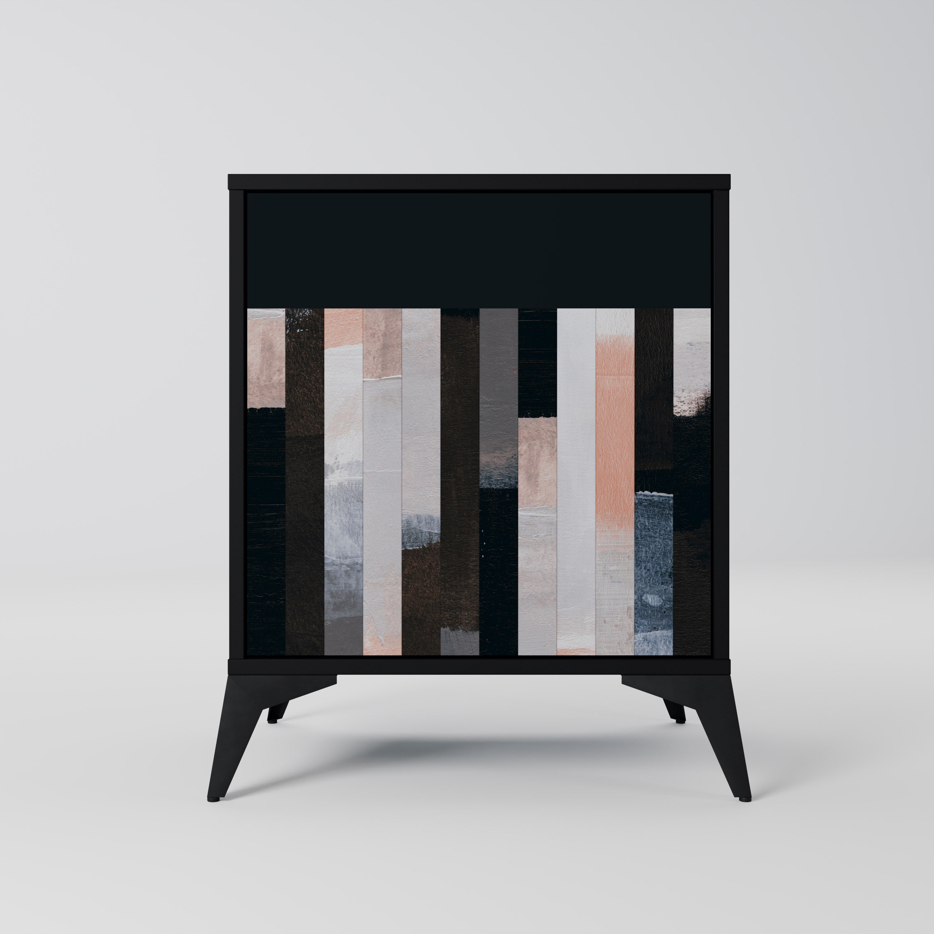 COLLAGE OF RECTANGLES 1-Door Sideboard in Black Finish