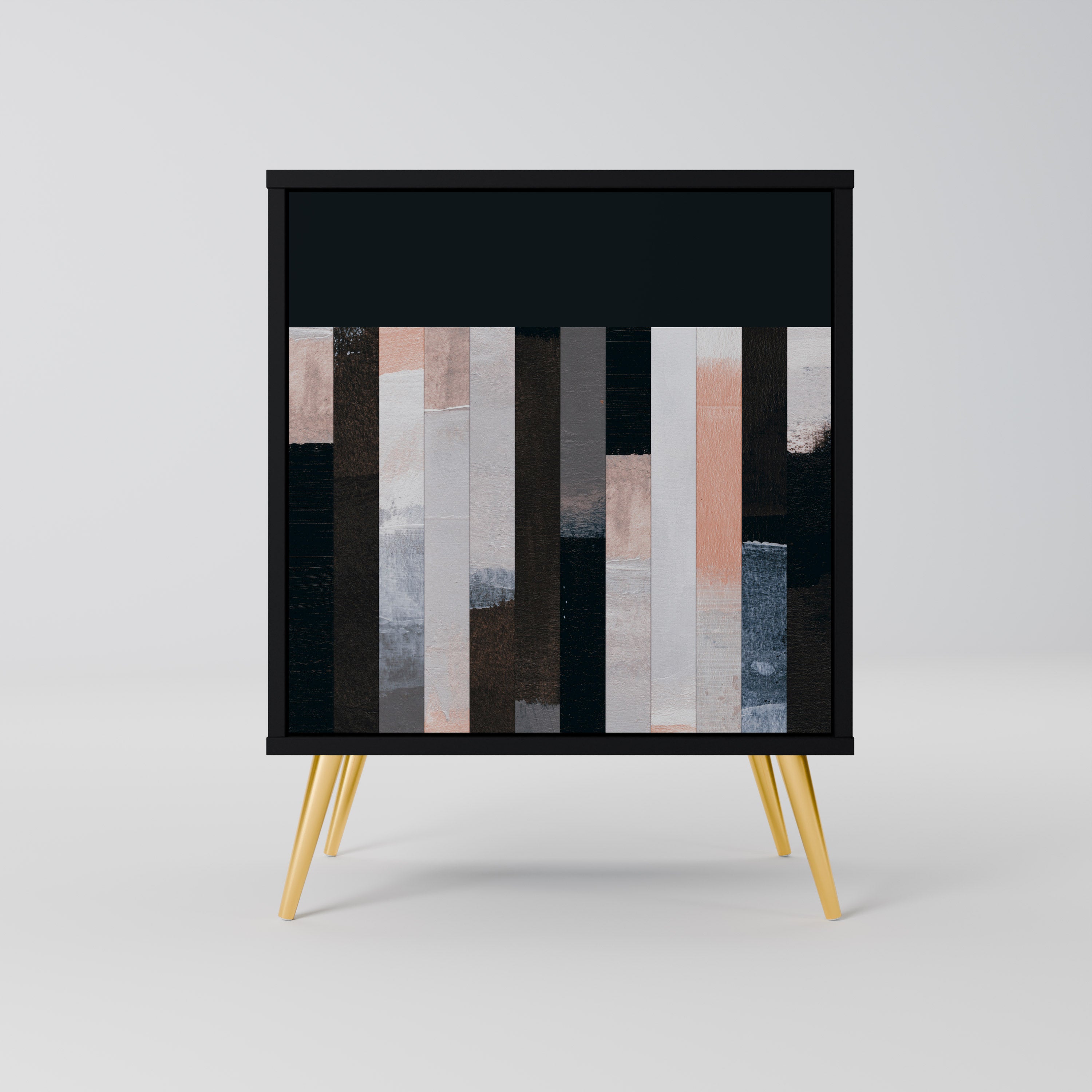 COLLAGE OF RECTANGLES 1-Door Sideboard in Black Finish