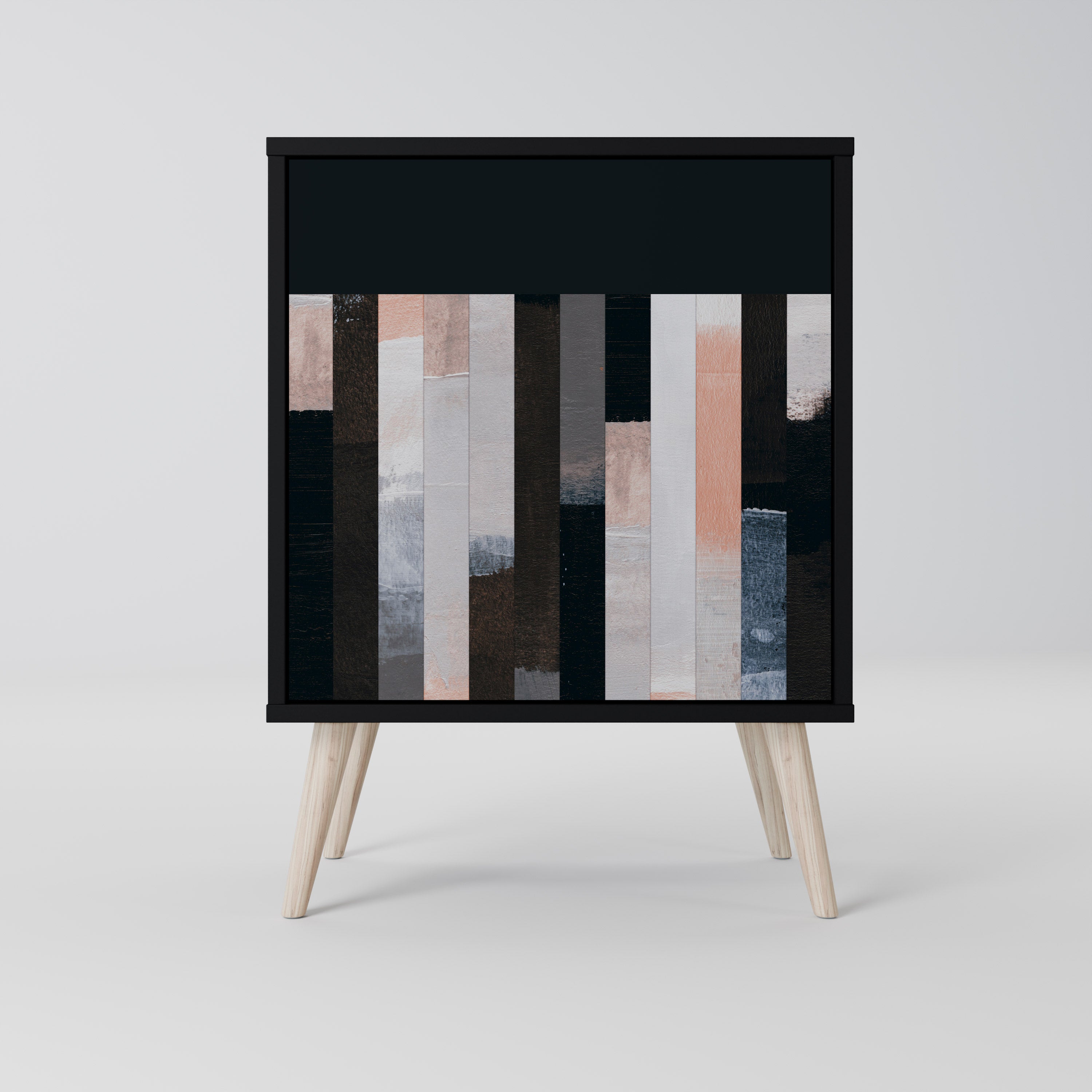 COLLAGE OF RECTANGLES 1-Door Sideboard in Black Finish