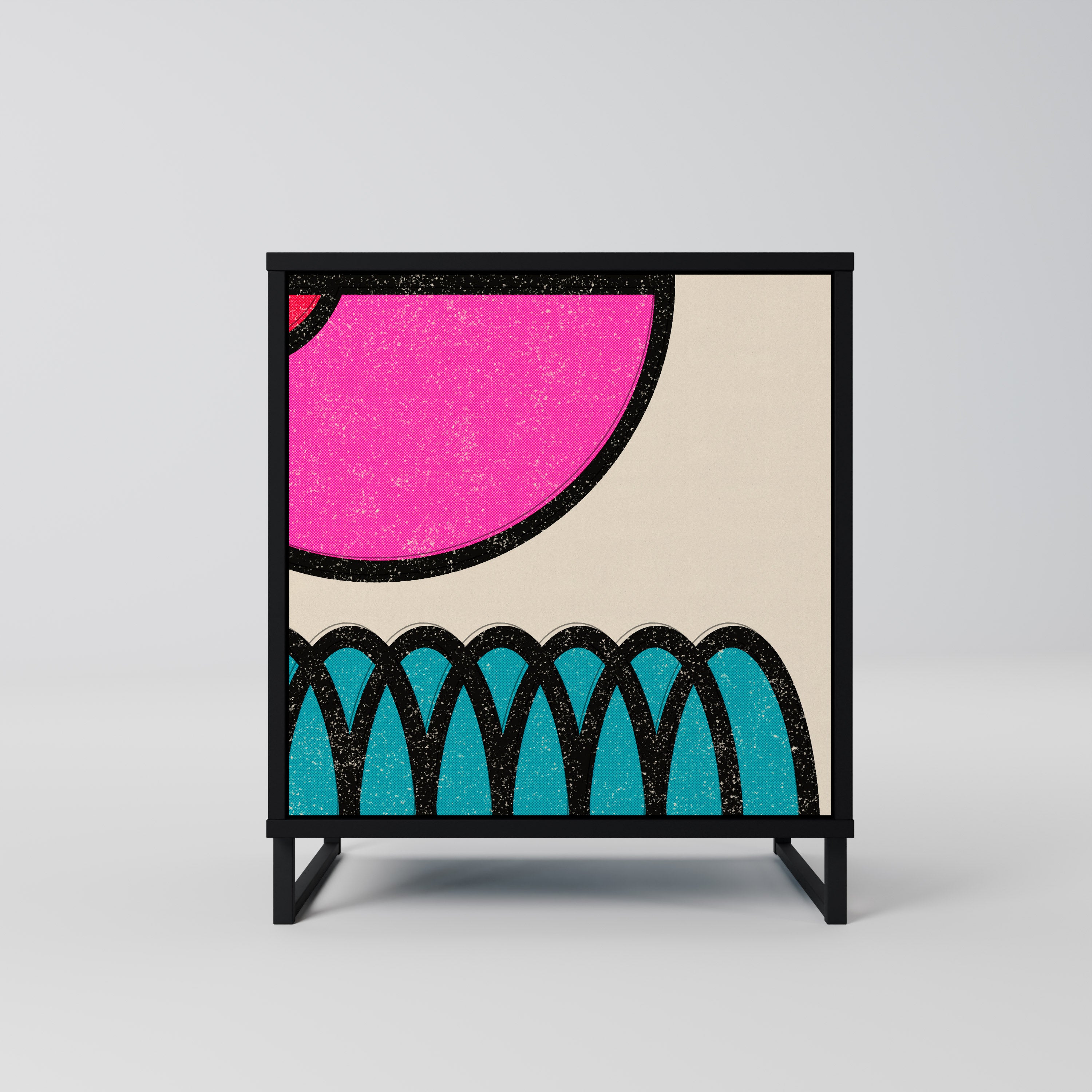 GEOMETRIC RHAPSODY 1-Door Sideboard in Black Finish