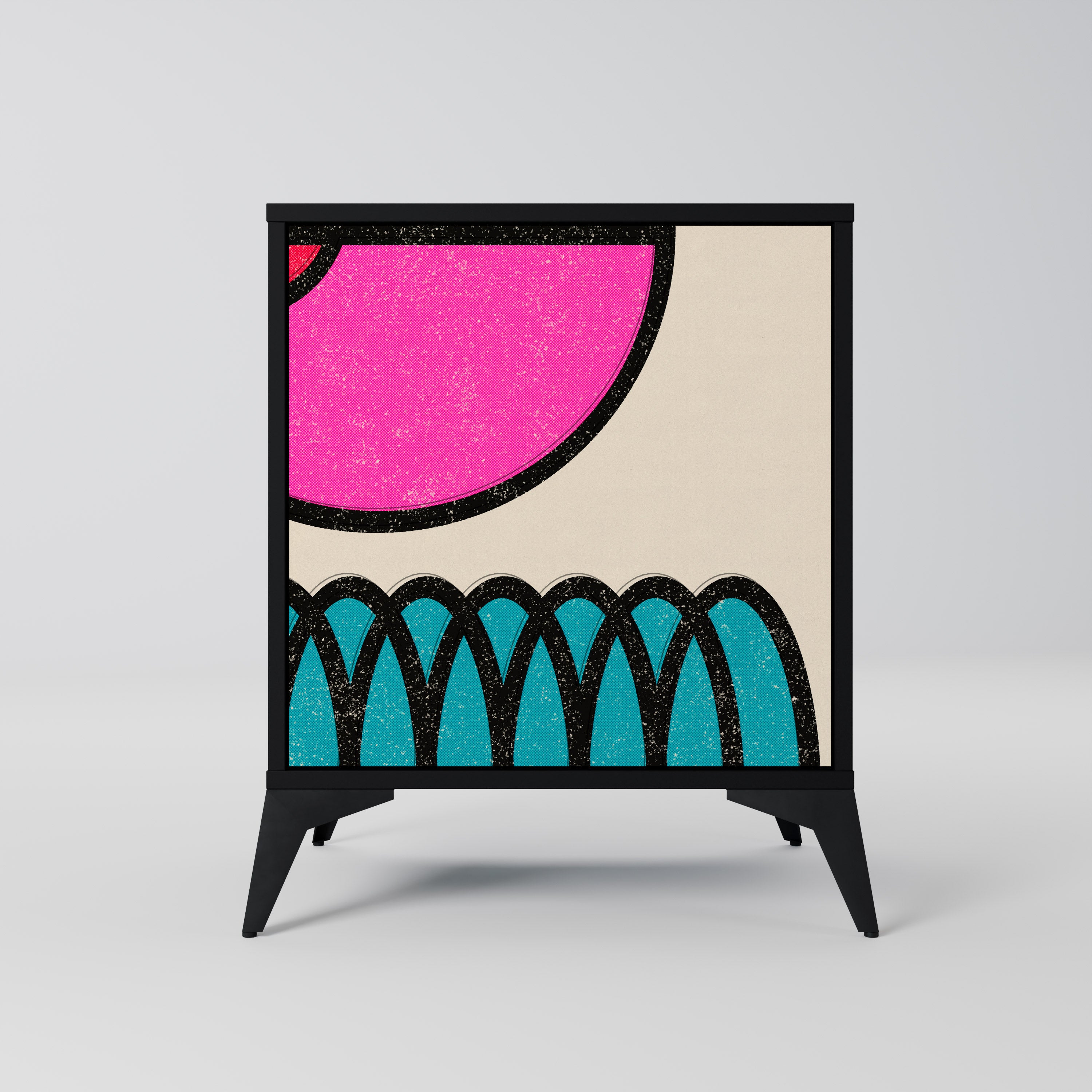 GEOMETRIC RHAPSODY 1-Door Sideboard in Black Finish