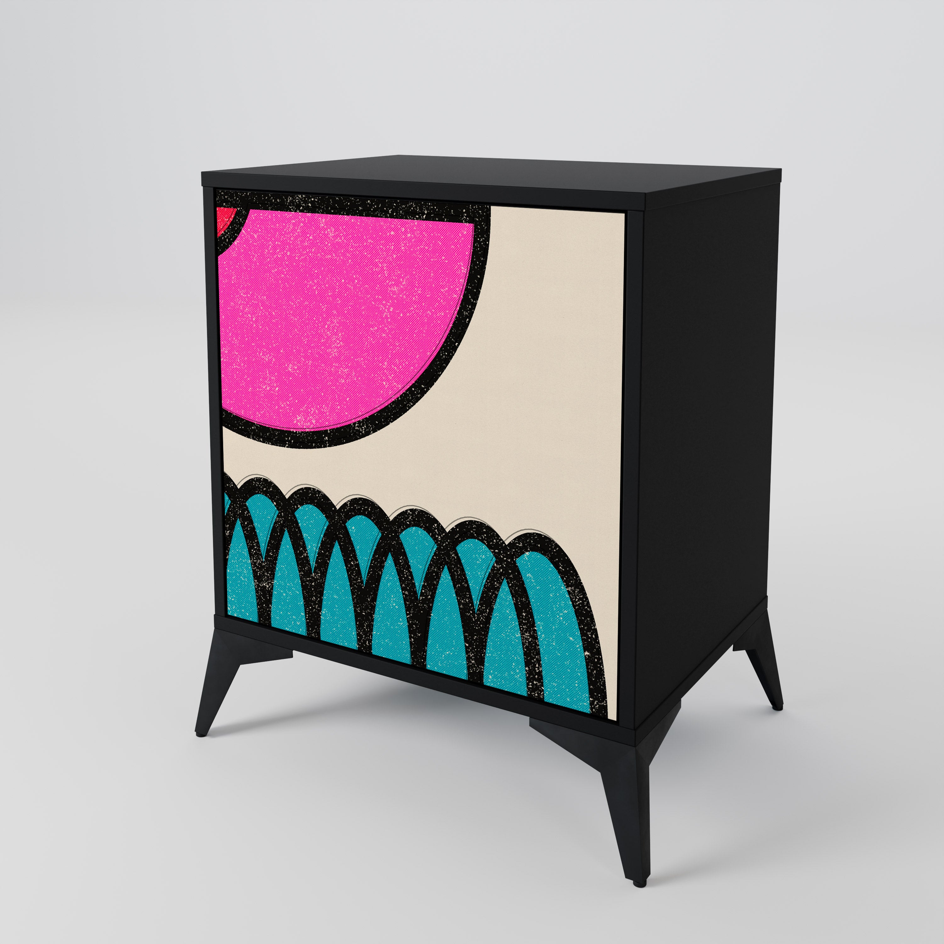 GEOMETRIC RHAPSODY 1-Door Sideboard in Black Finish
