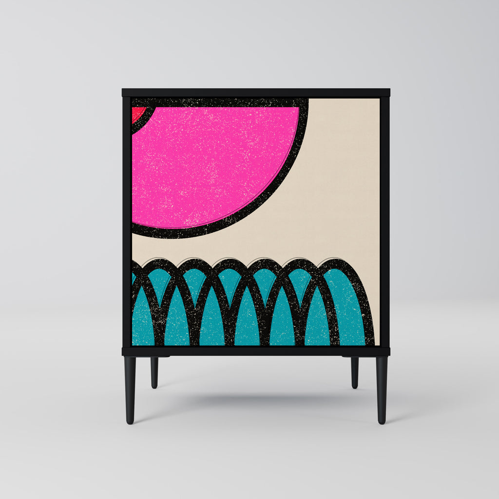 GEOMETRIC RHAPSODY 1-Door Sideboard in Black Finish