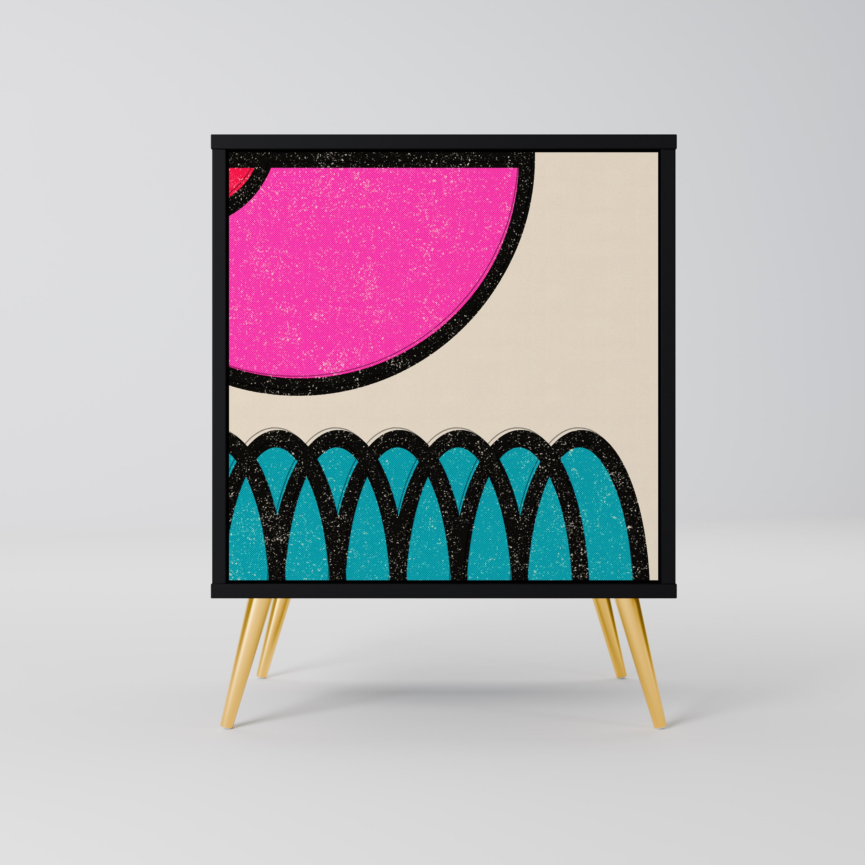 GEOMETRIC RHAPSODY 1-Door Sideboard in Black Finish