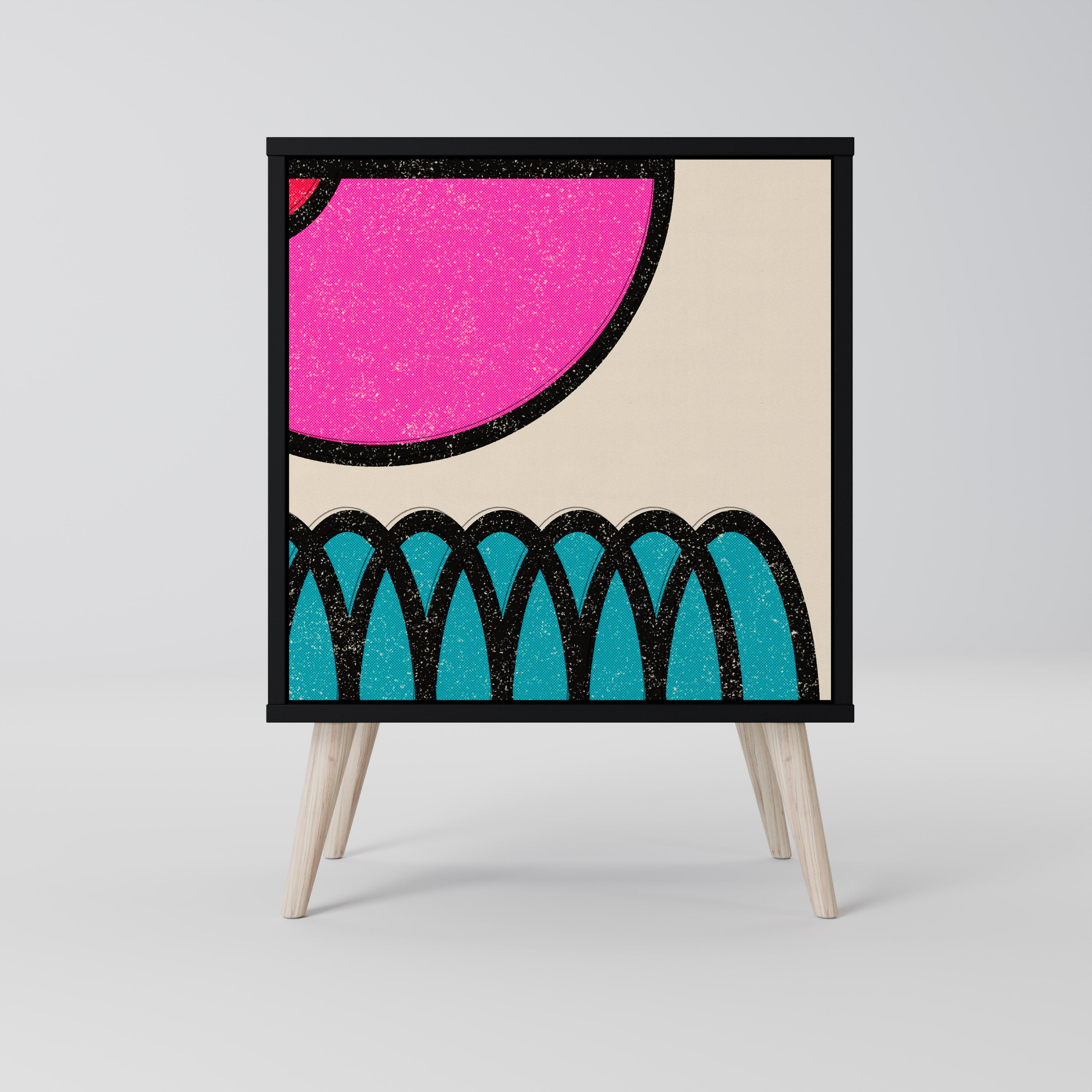 GEOMETRIC RHAPSODY 1-Door Sideboard in Black Finish