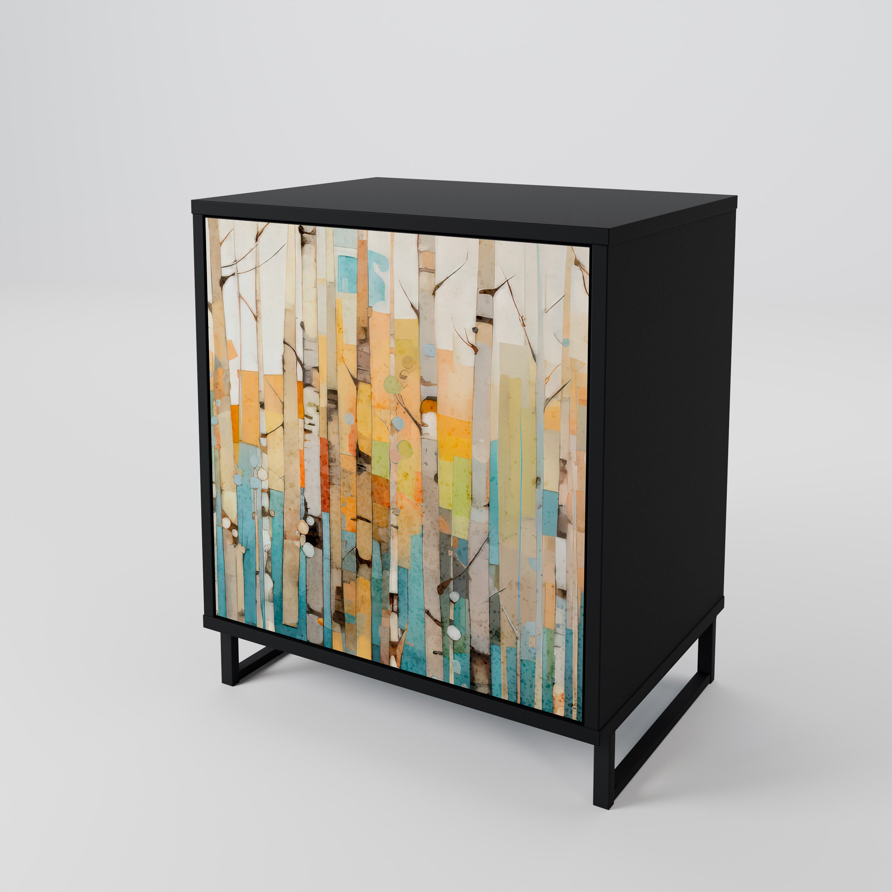 BIRCH KALEIDOSCOPE 1-Door Sideboard in Black Finish