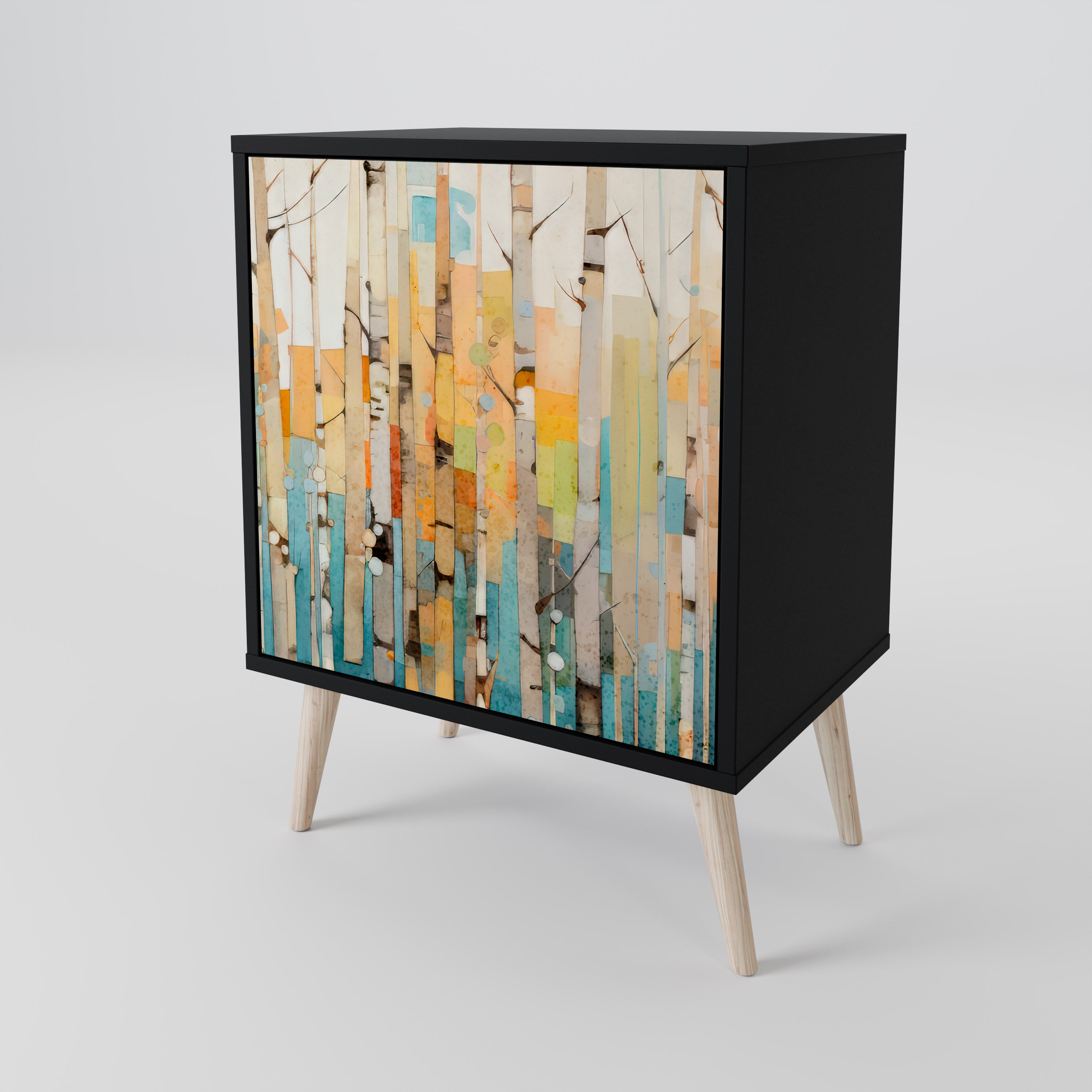 BIRCH KALEIDOSCOPE 1-Door Sideboard in Black Finish