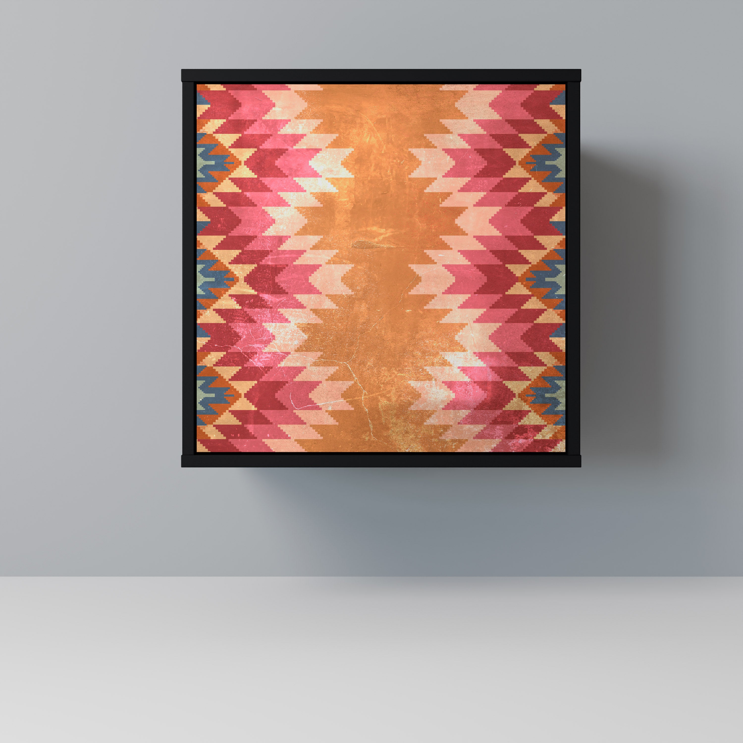 INDIAN FOLK 1-Door Sideboard in Black Finish