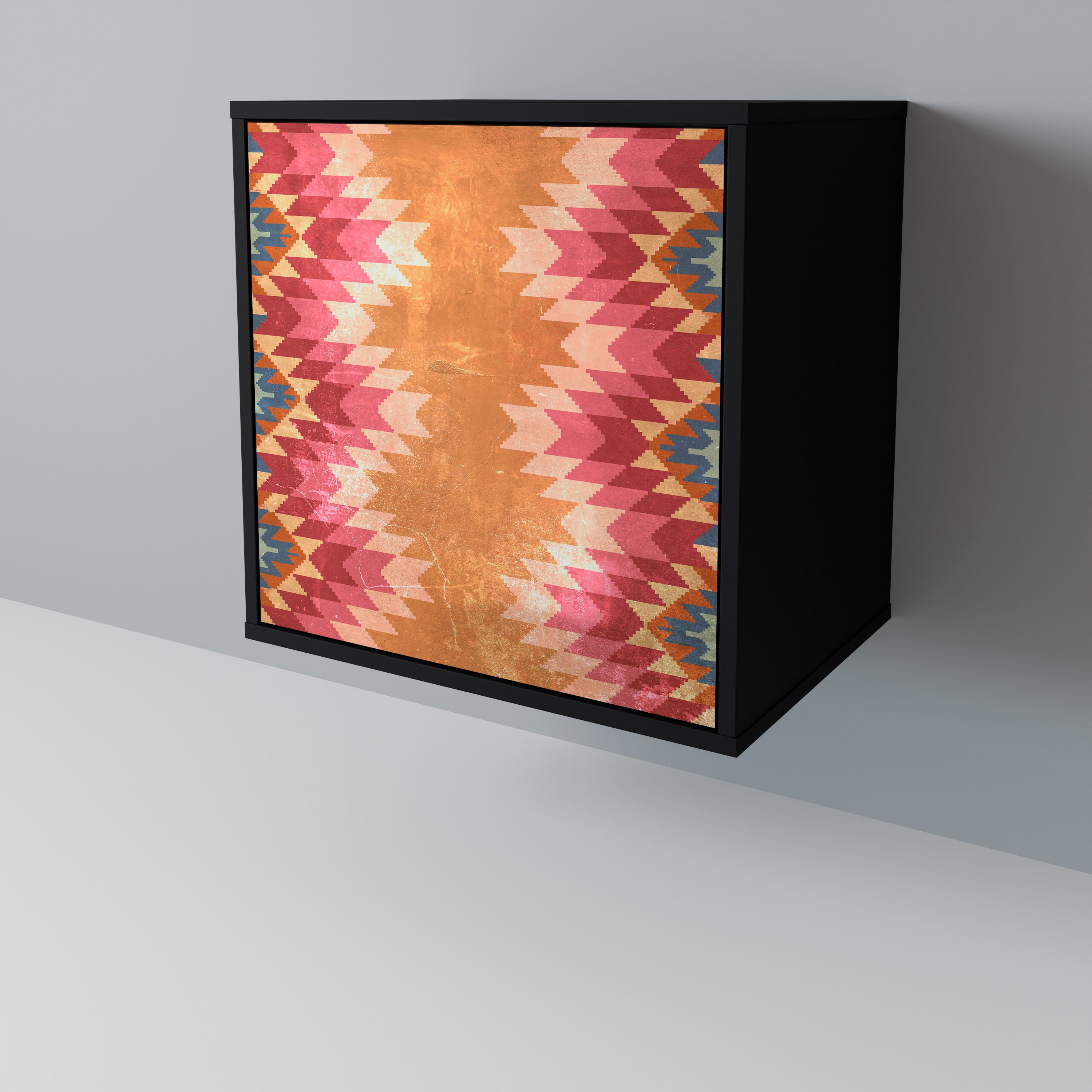 INDIAN FOLK 1-Door Sideboard in Black Finish