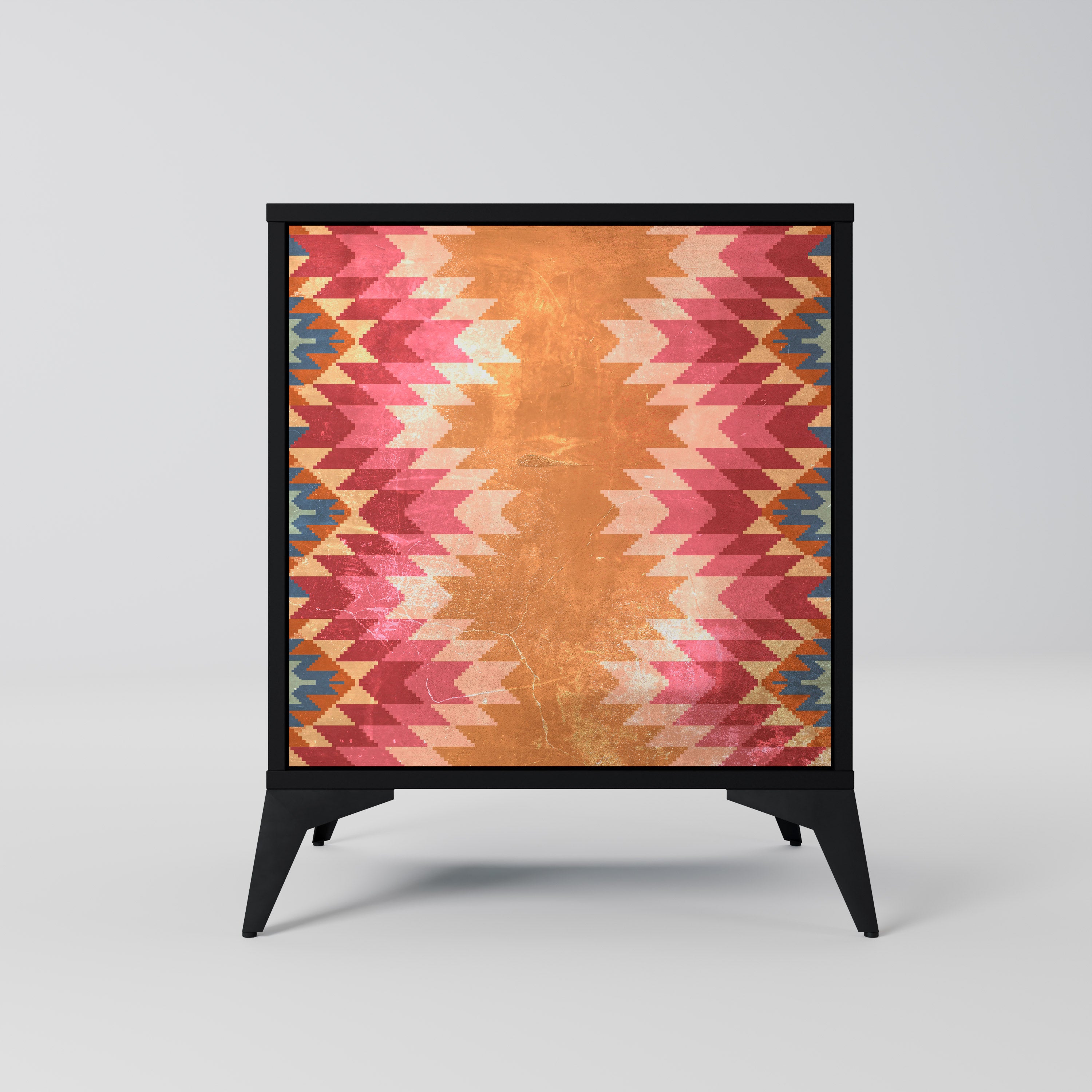 INDIAN FOLK 1-Door Sideboard in Black Finish