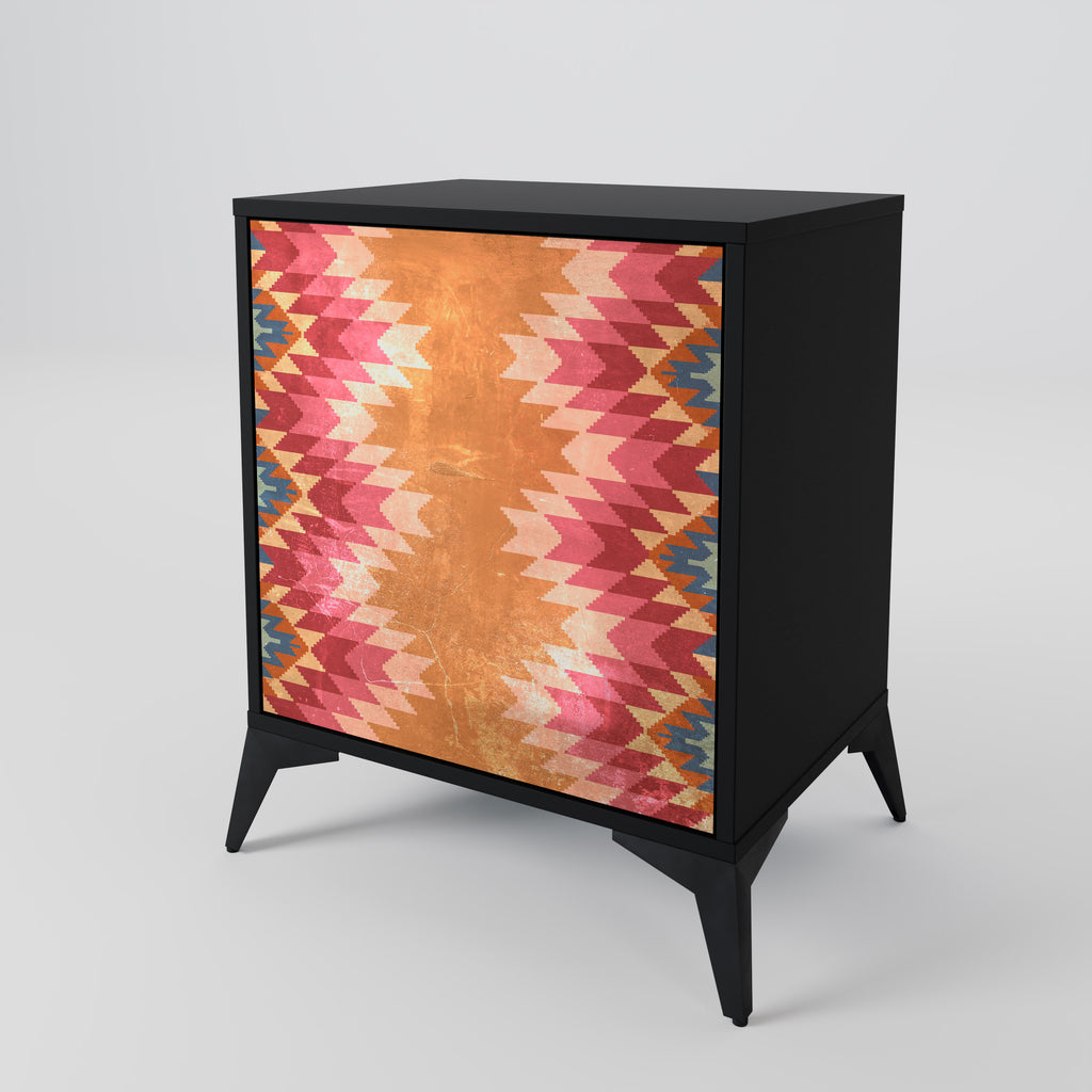 INDIAN FOLK 1-Door Sideboard in Black Finish