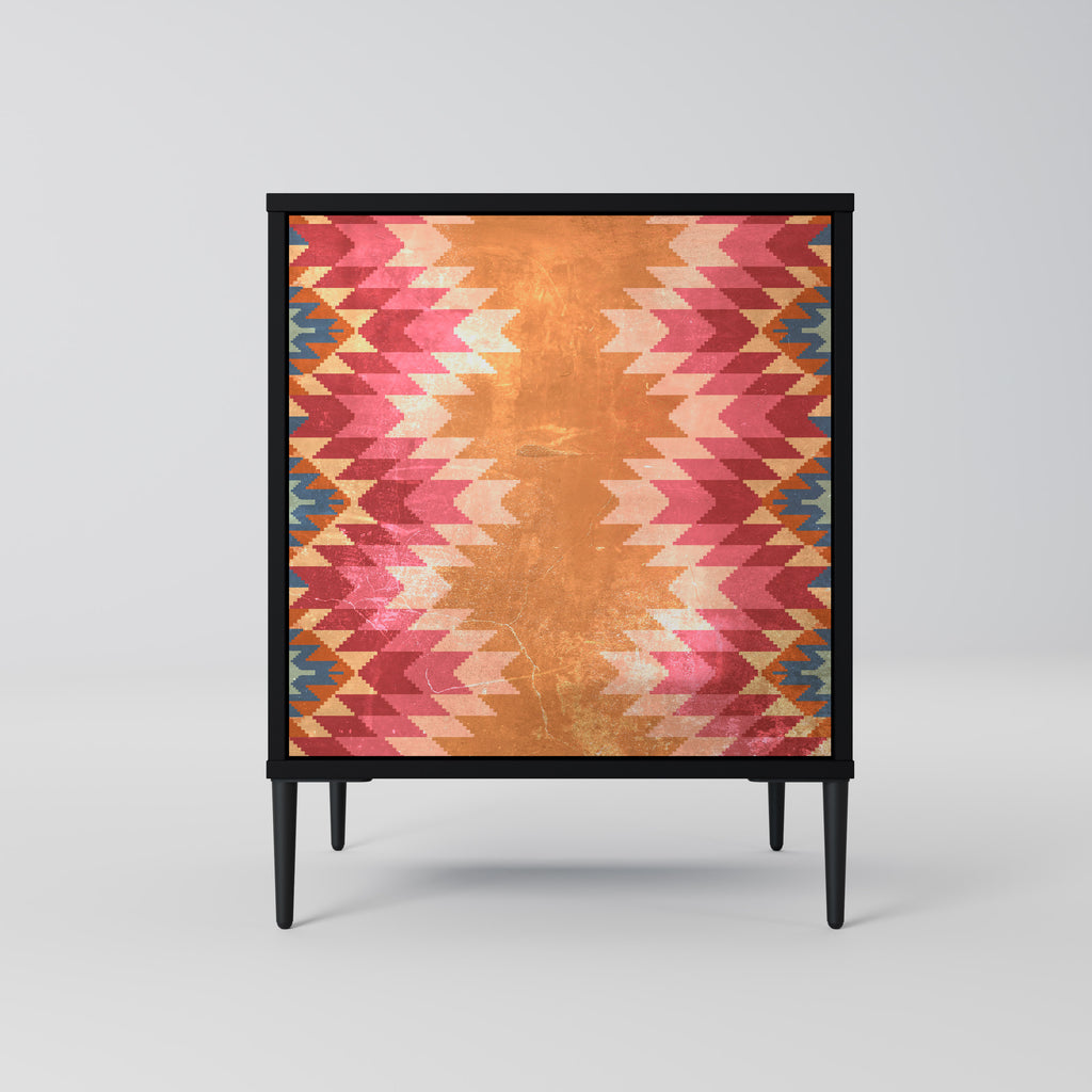 INDIAN FOLK 1-Door Sideboard in Black Finish