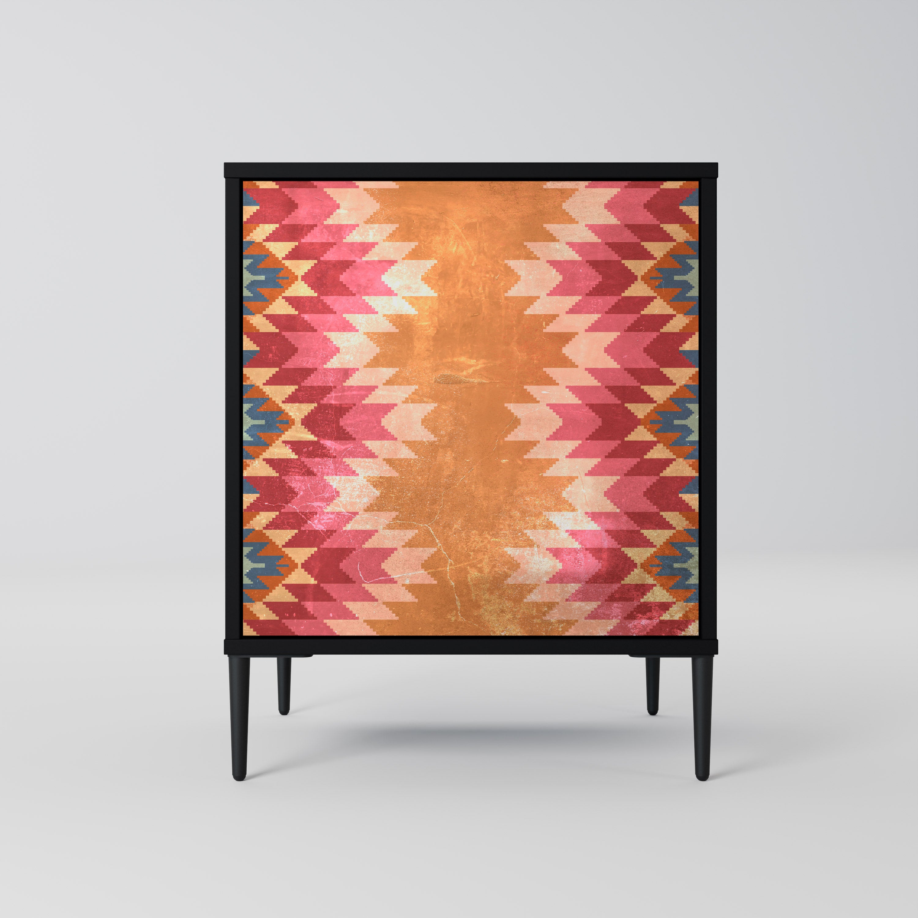 INDIAN FOLK 1-Door Sideboard in Black Finish