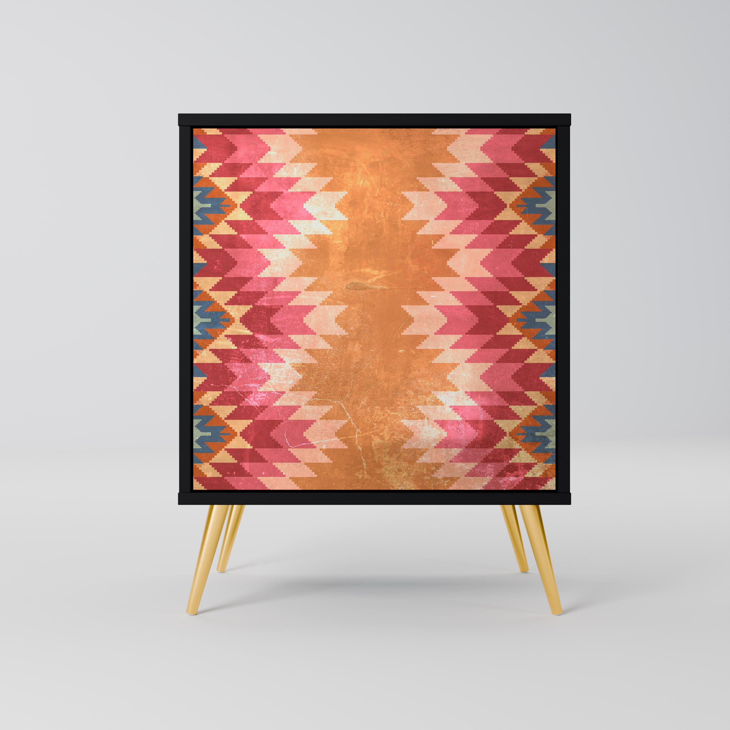 INDIAN FOLK 1-Door Sideboard in Black Finish