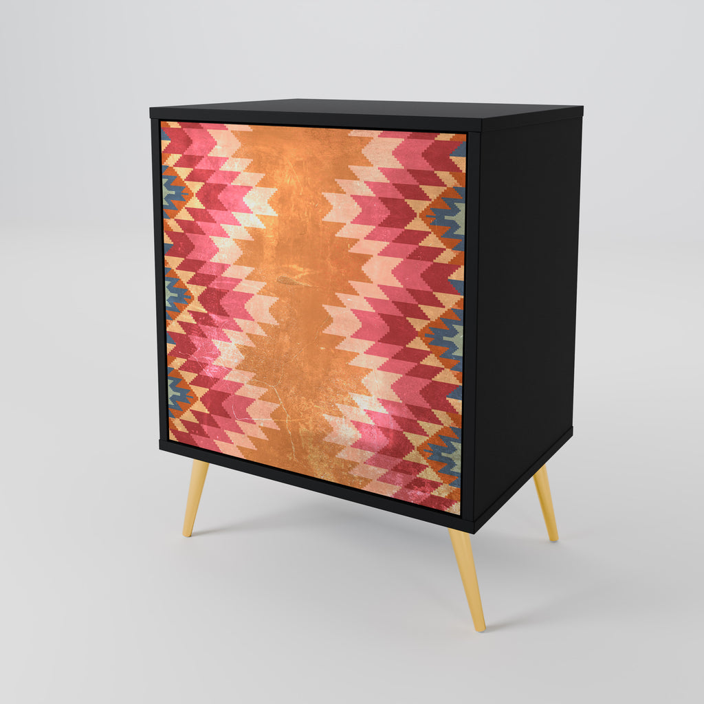 INDIAN FOLK 1-Door Sideboard in Black Finish