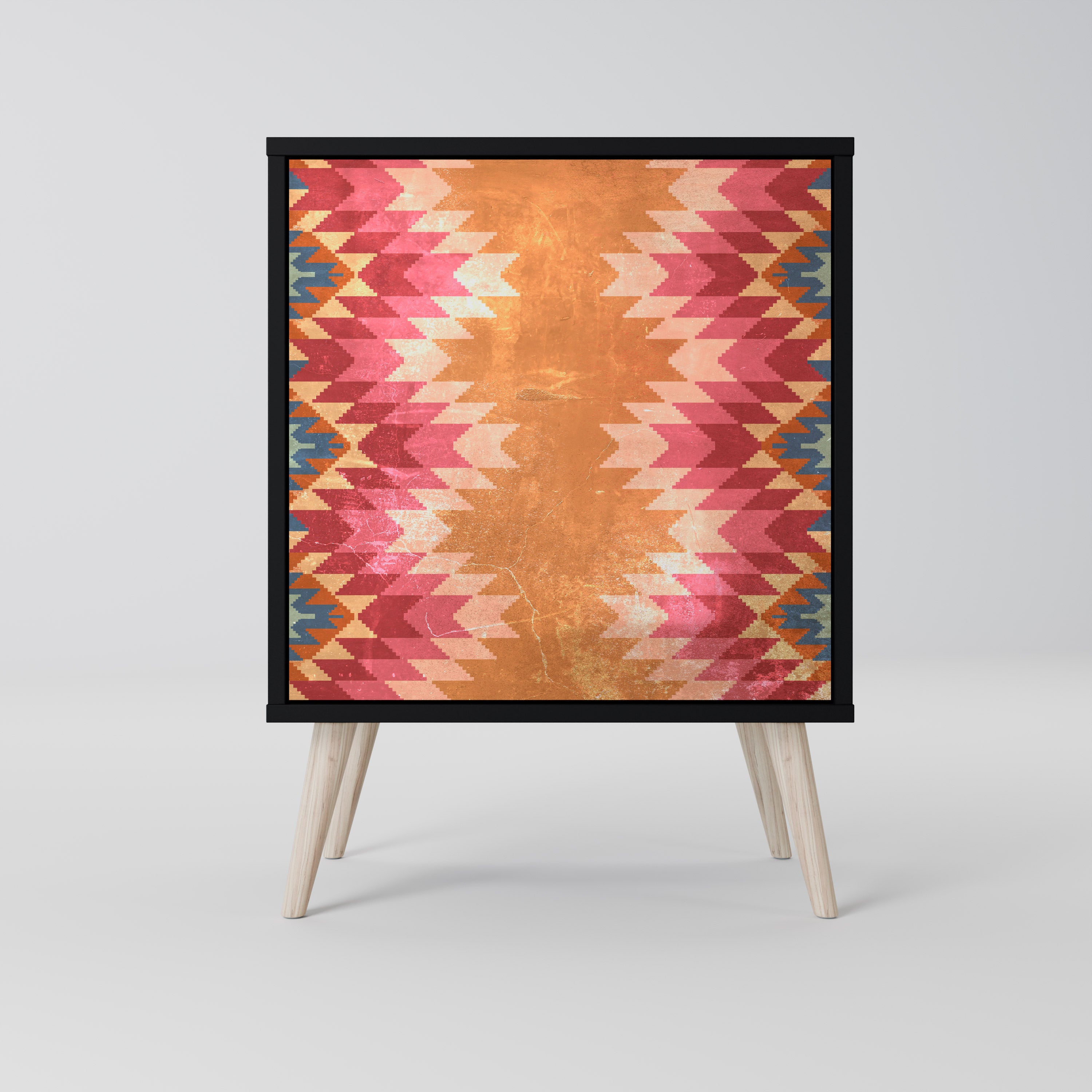 INDIAN FOLK 1-Door Sideboard in Black Finish