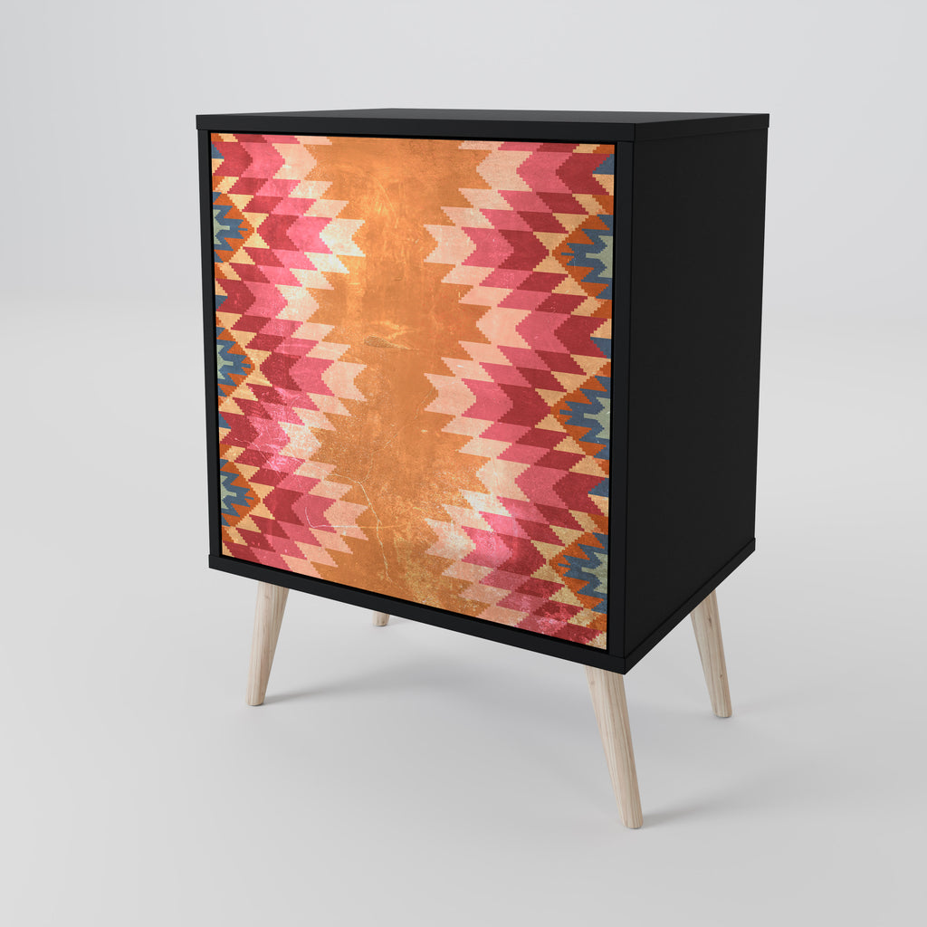 INDIAN FOLK 1-Door Sideboard in Black Finish